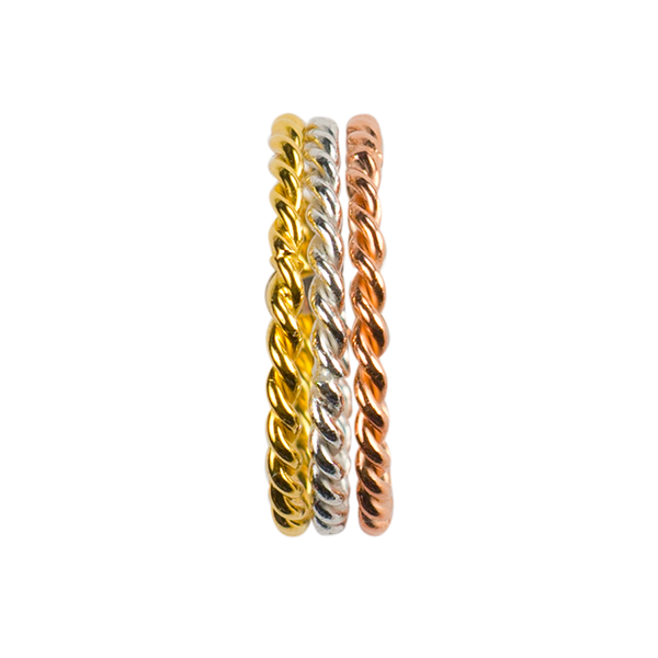Sterling Silver Tri-Color Twist Band Ring for Women | Elegant Stackable Jewelry for Everyday Wear & Special Occasions