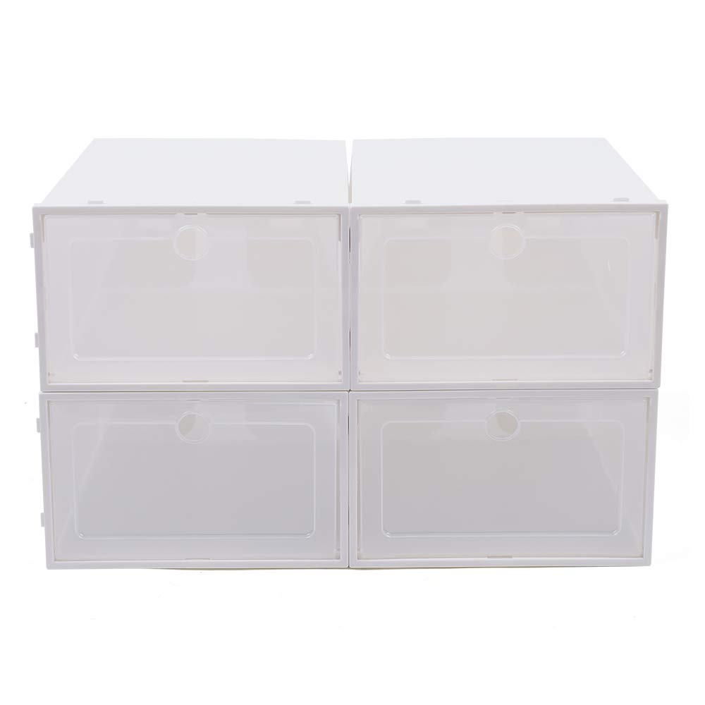 Eapmic 20/24Pcs Clear Plastic Foldable Shoe Storage Boxes - Stackable Shoe Organizer Bins for Closet, Bedroom & Home Organization (24 Pack) - Perfect for Sneakers, Heels & Boot Storage