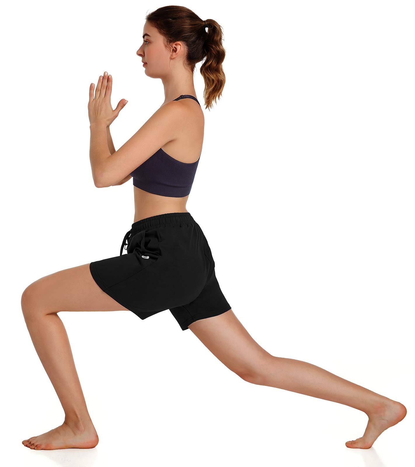 Ksmien Women's Cotton Bermuda Shorts - Workout, Yoga, Lounge & Gym Activewear with Pockets - Comfortable Casual Shorts for Running, Travel & Everyday Wear