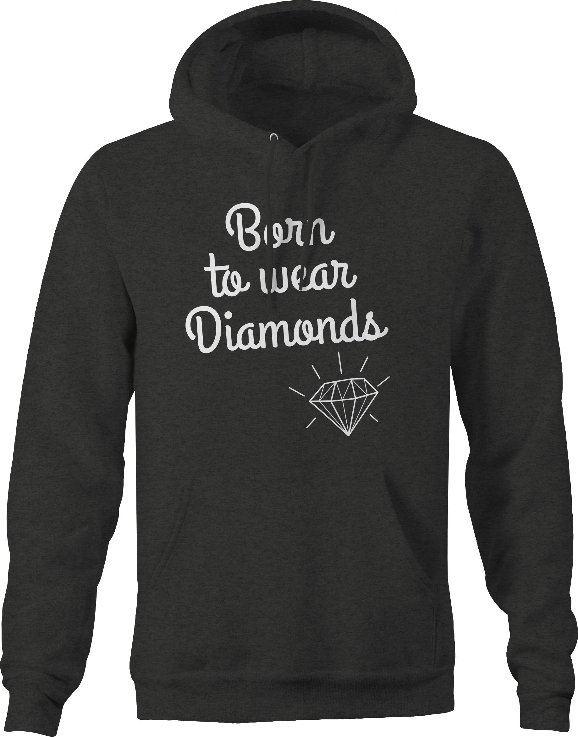 Men's Drama Queen Hoodie - Born to Wear Diamonds - Gray Pullover Sweatshirt | Streetwear Fashion & Casual Winter Outfit
