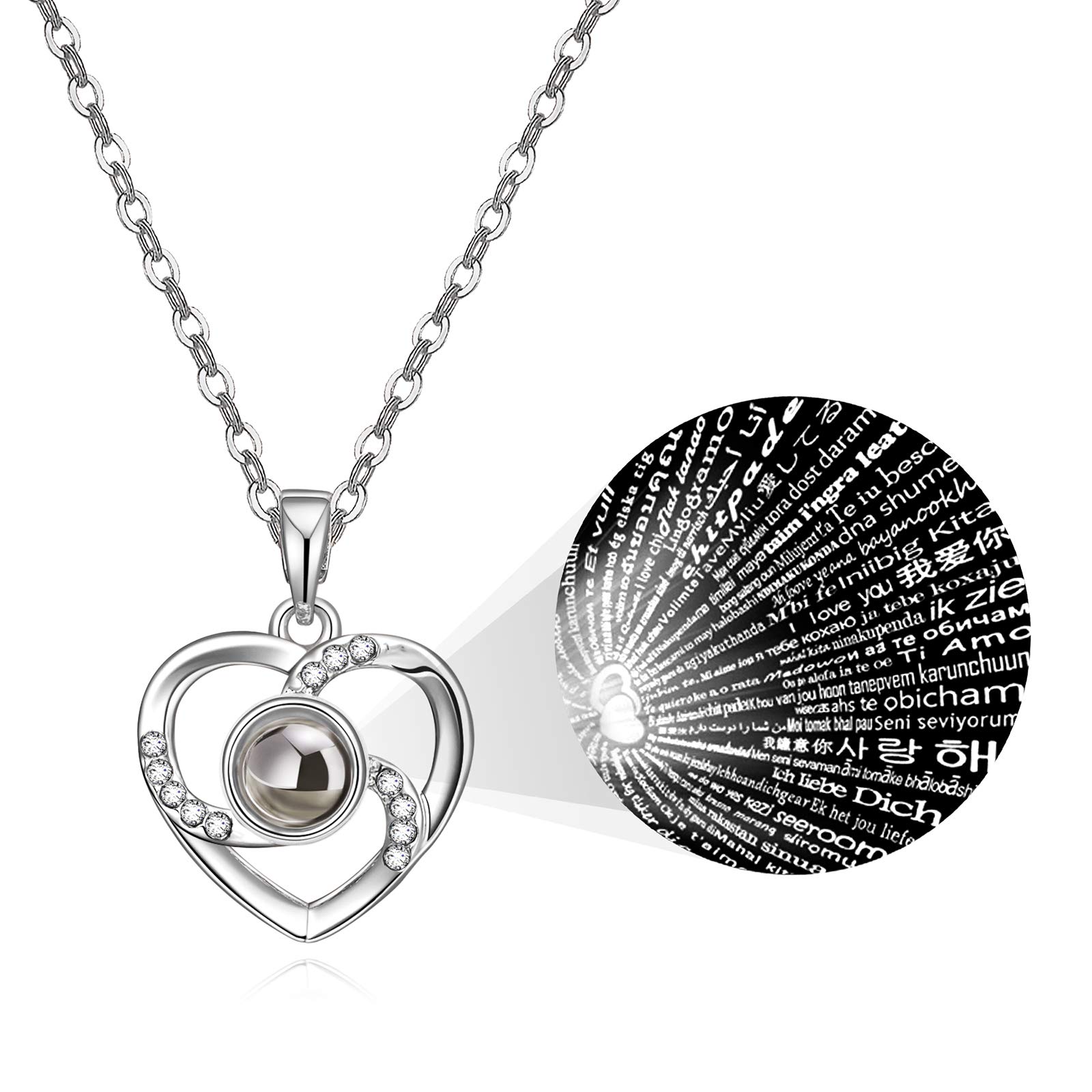 Enchanted Eternal Preserved Real Rose Gift Box with 'I Love You' Necklace in 100 Languages - Handmade Forever Rose Flower for Her (Silver Purple) - Perfect for Anniversaries, Valentine's Day & Romantic Surprises