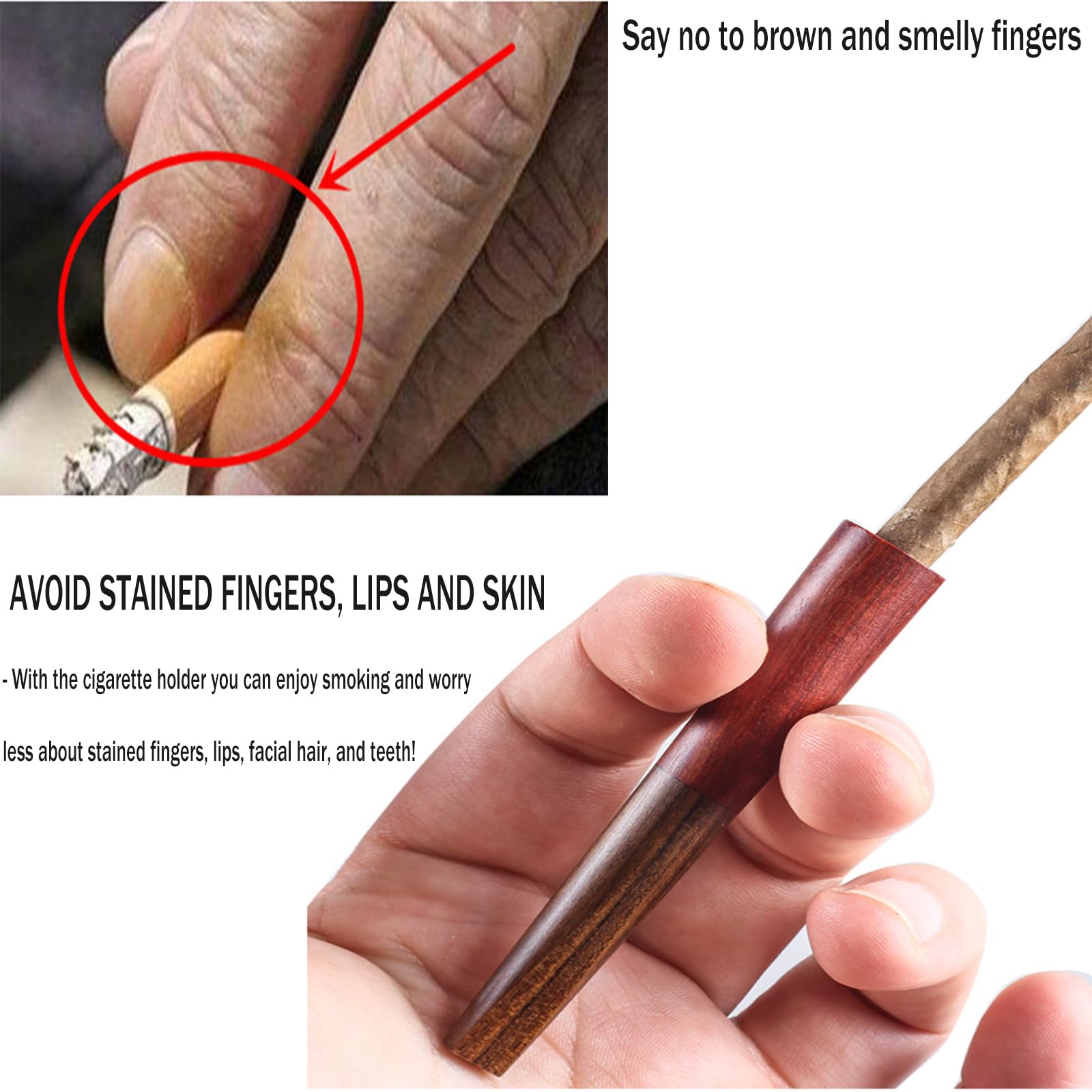 Premium Wooden Cigarette Holder - Handcrafted Solid Wood V-Mouth Pipe for Cigars & Hand-Rolled Cigarettes | 3.5