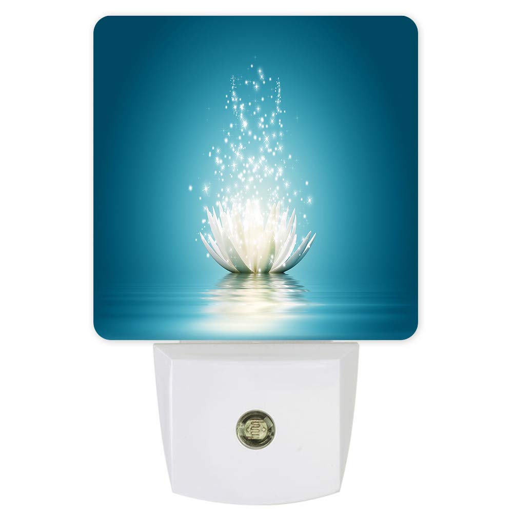 Romantic Lotus LED Night Light - Auto Sensor, Navy Blue for Bedroom & Bathroom