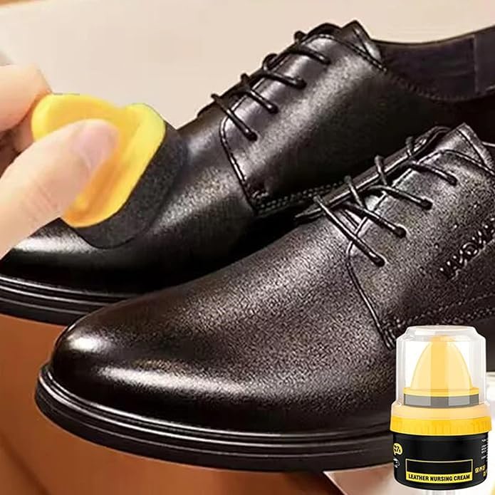XAVRY Leather Repair Cream & Liquid Shoe Polish - Natural Leather Shine & Protection for Shoes, Bags & Furniture | Prevents Scuffs & Scratches | Includes Sponge Applicator | Perfect for Daily Shoe Care, Leather Maintenance & Restoration