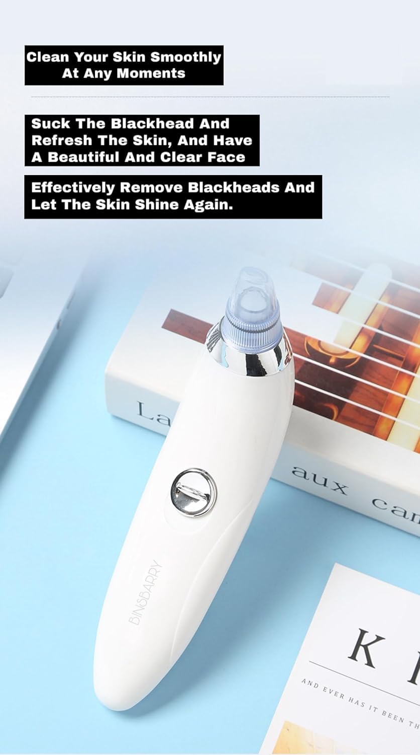 **Samista 4-in-1 Blackhead & Whitehead Remover Tool - Pore Vacuum Cleaner, Acne Extractor & Skin Care Device for Men & Women (White) - Perfect for Home Spa & Facial Care**