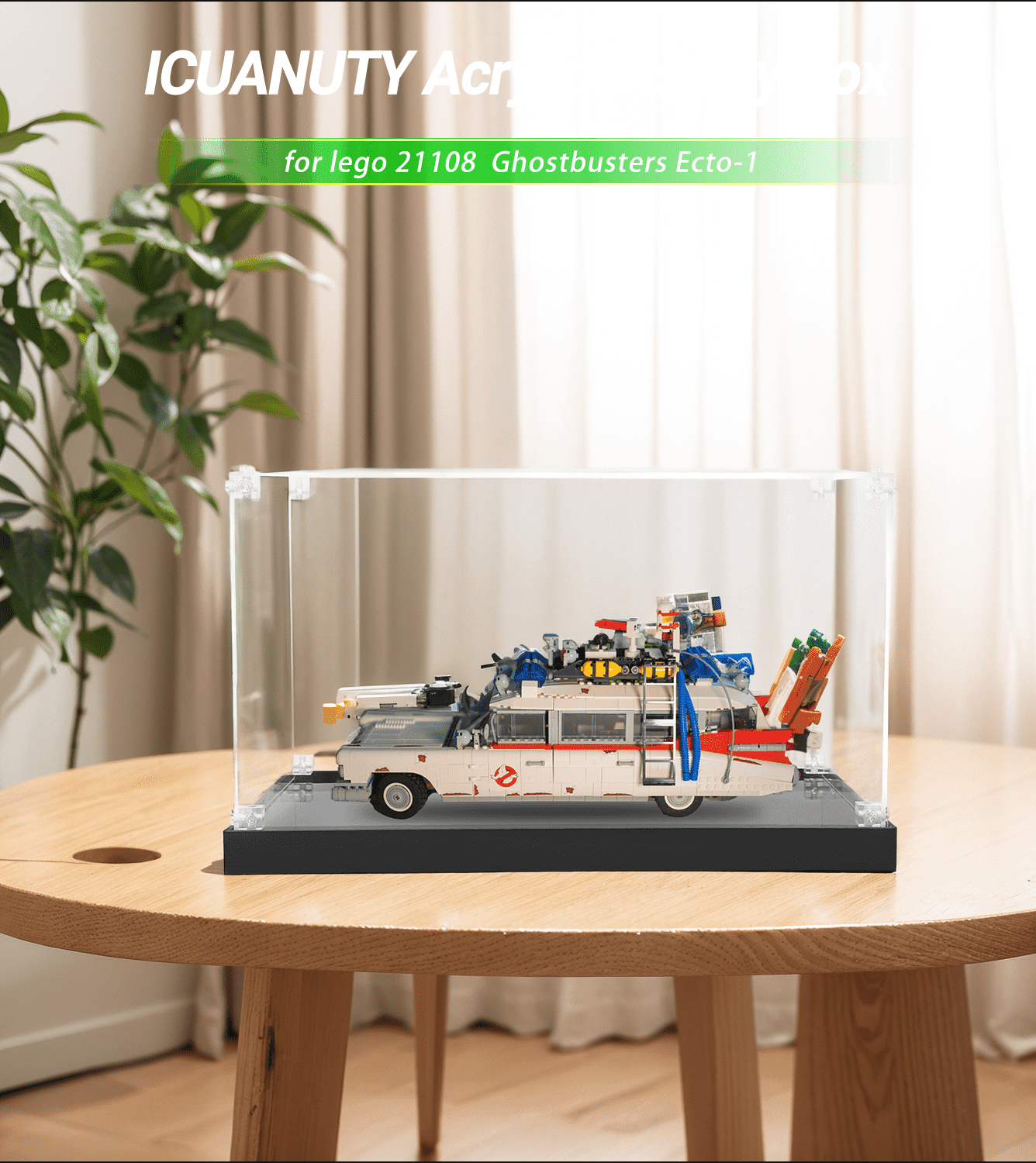 LEGO Ideas Ghostbusters Ecto-1 21108 Display Case - Clear Acrylic Protector for Collectible Model Car - Perfect for Showcase, Home Decor & Gift Giving