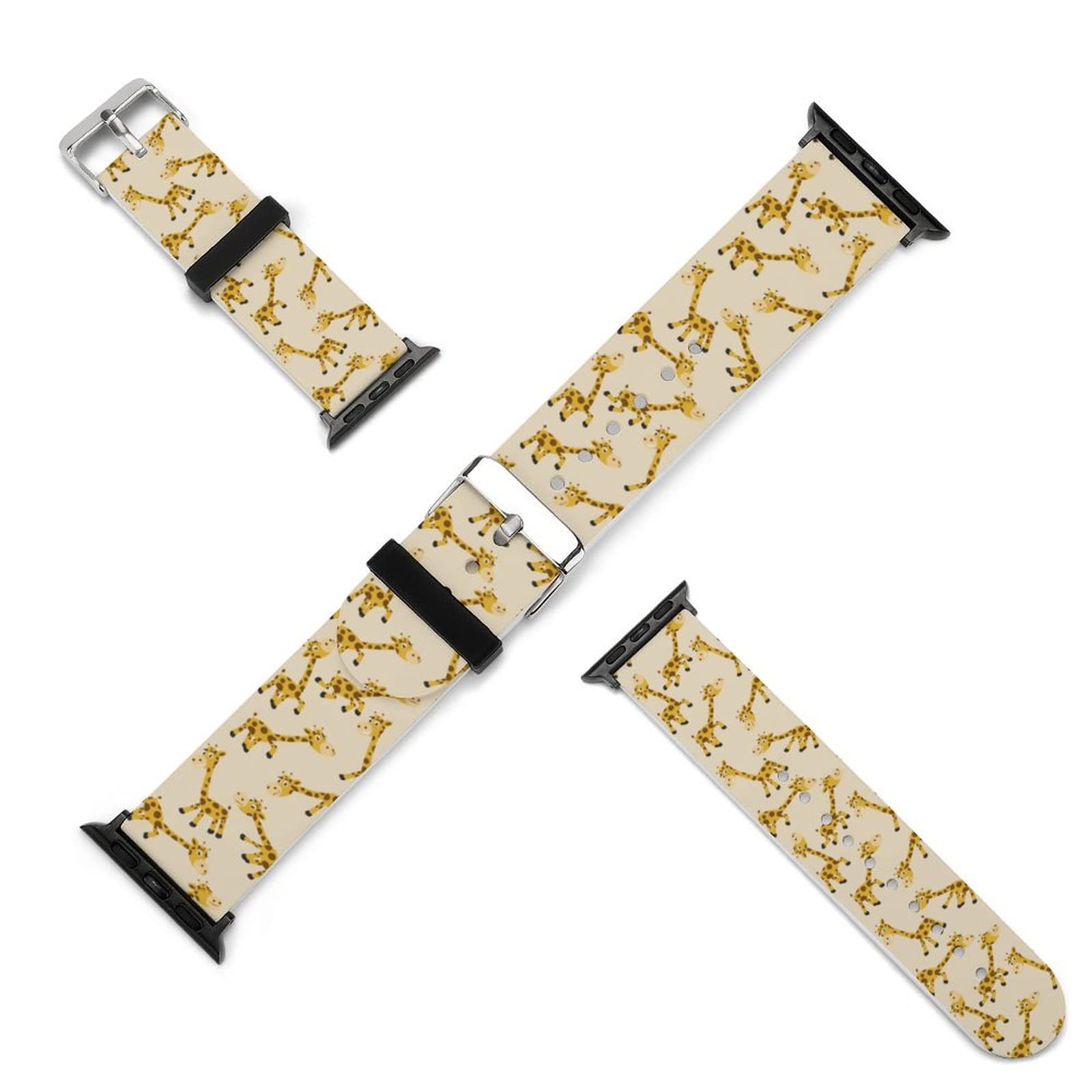 Cute Cartoon Giraffe Apple Watch Band - Soft Silicone Replacement Strap Compatible with iWatch Series 5/4/3/2/1 & SE - Stylish Unisex Accessory for Women & Men - Perfect for Workouts, Daily Wear & Fashion Statement