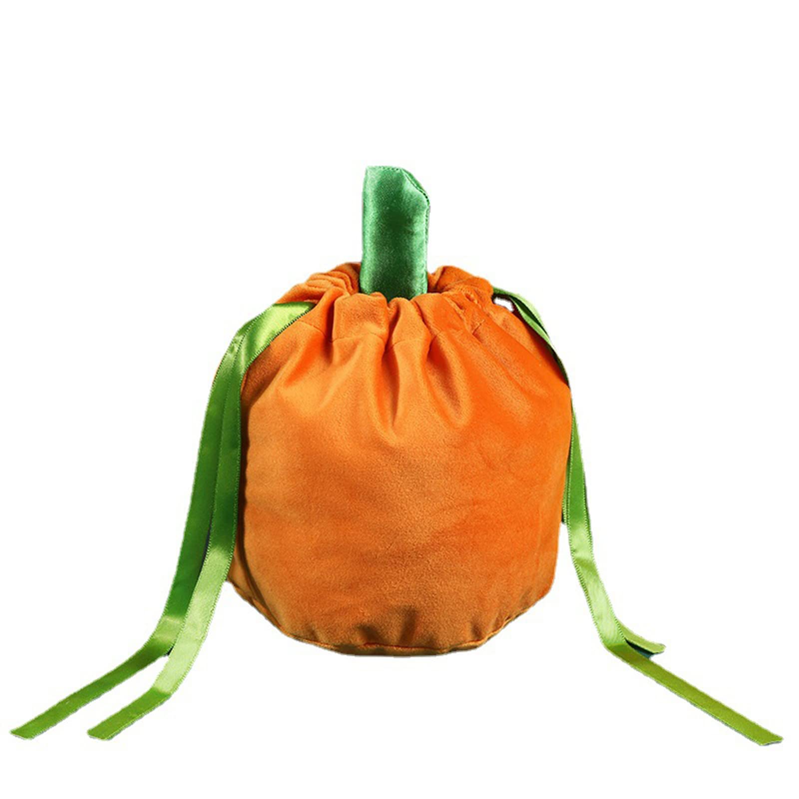 **Fotrsta 6pcs Halloween Treat Bags for Kids - Cute Pumpkin Plush Drawstring Candy Gift Bags, Trick or Treat Party Favors for Halloween Celebrations & School Events**