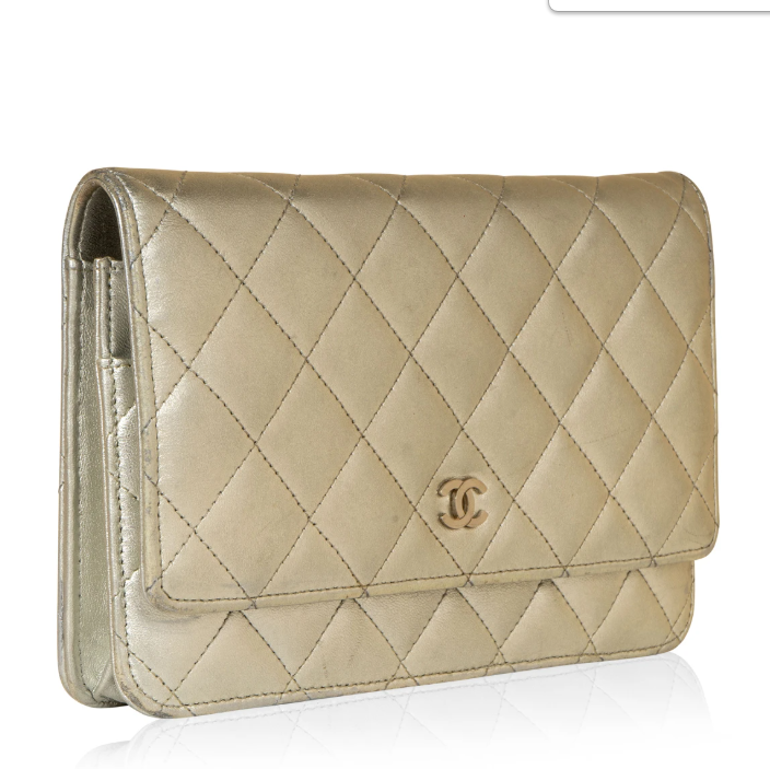 Chanel Wallet On Chain WOC Quilted Lambskin Grey Silver-Toned Crossbody Bag for Women | Luxury Designer Handbag for Parties, Date Night & Everyday Use