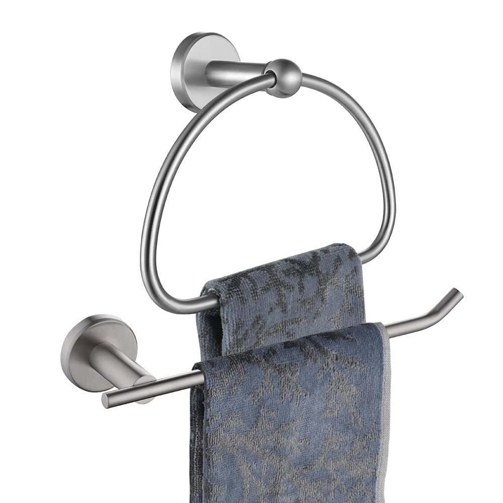 Stainless Steel Towel Ring Holder - 7 Inch Brushed Nickel Wall Mount Bathroom Accessory (TR160-BN) - Perfect for Bathrooms, Kitchens, and Powder Rooms