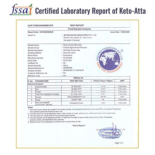 Keto Atta Low Carb Flour - 5kg (1g Net Carb Per Roti) | Gluten-Free, Diabetic-Friendly | Perfect for Keto Bread, Roti & Baking