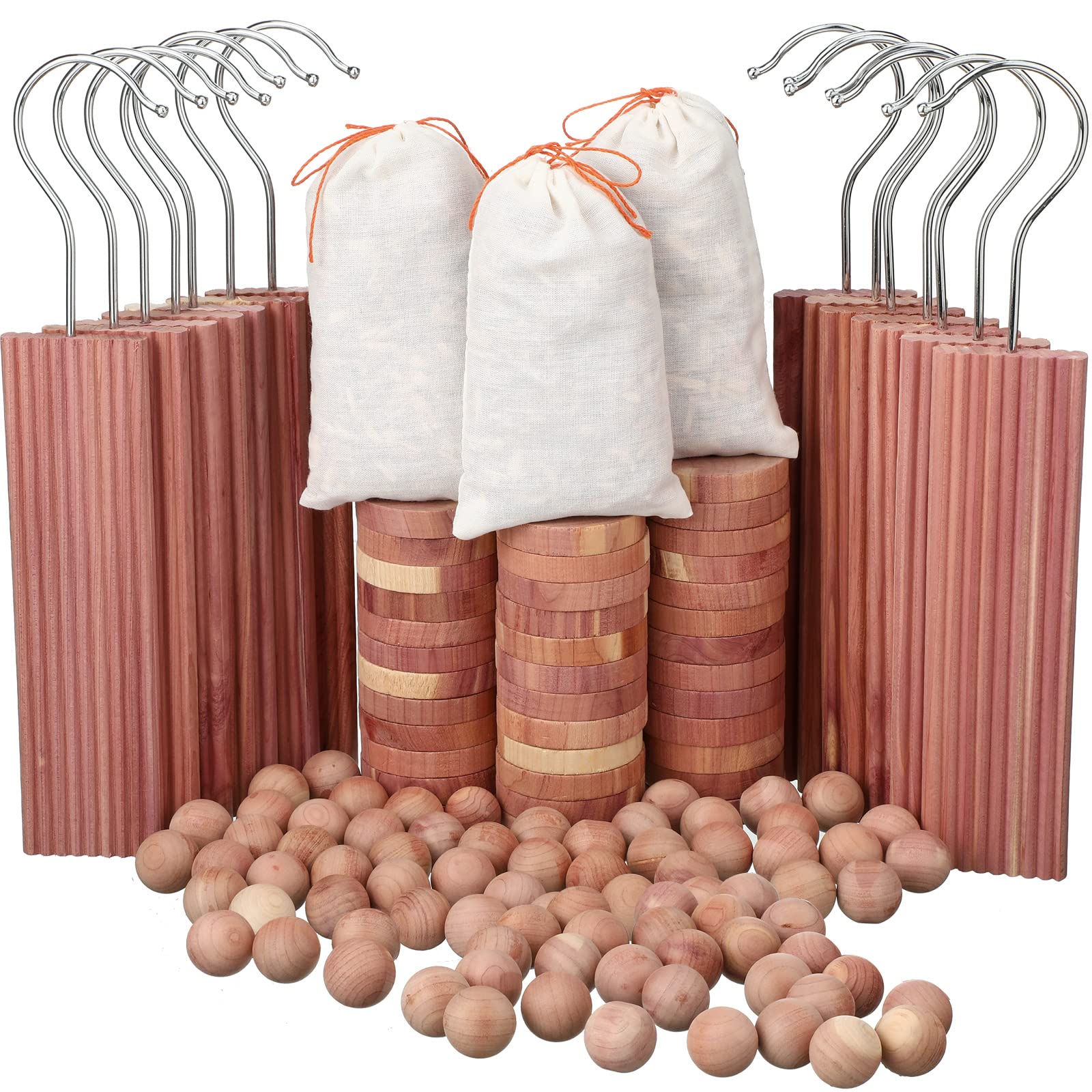 86 Pcs Cedar Blocks for Clothes Moth Protection - Natural Wooden Hanging Closet Deodorizer with Sandpaper for Wardrobe, Drawer & Storage - Prevent Musty Smell & Protect Clothes from Insects (Ideal for Closets, Dressers, Suitcases & Seasonal Clothing Storage)