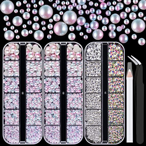 Clear & Ab Crystals + Pink Mermaid Pearls