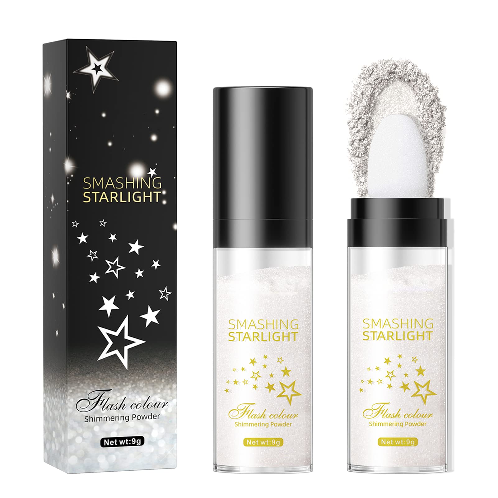 AONAT Highlighter Powder Stick - Shimmer Glitter Body & Hair Makeup for Face, Eyes, Lips - Perfect for Festival, Party, Cosplay & Special Occasion Makeup (01-White)