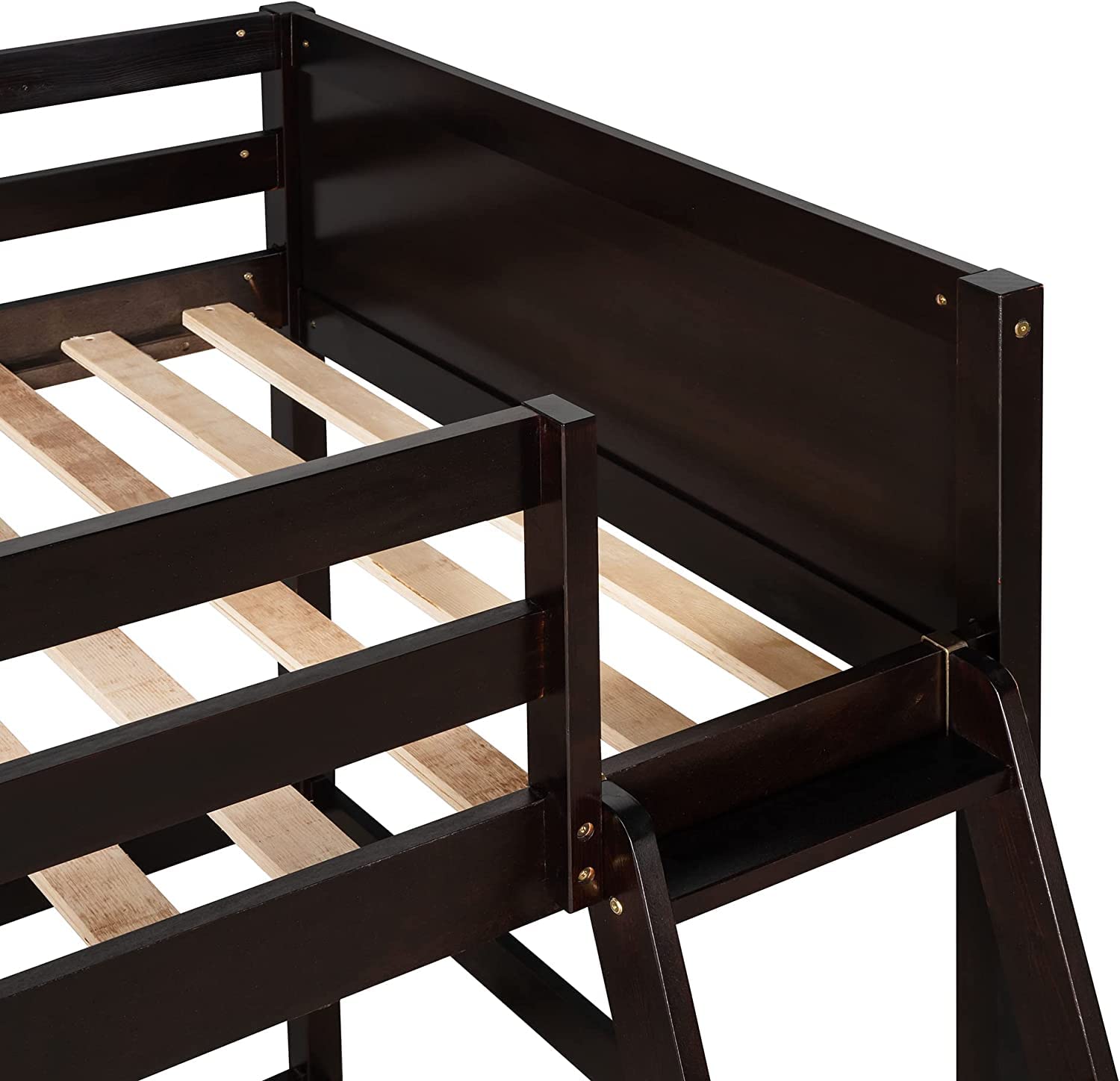 Harper & Bright Designs Twin Loft Bed Frame with Angled Ladder - Sturdy Wooden High Loft Bed for Kids, Teens, Boys & Girls - No Box Spring Needed - Espresso Finish - Perfect for Small Bedrooms, Dorm Rooms & Space-Saving Kids' Rooms