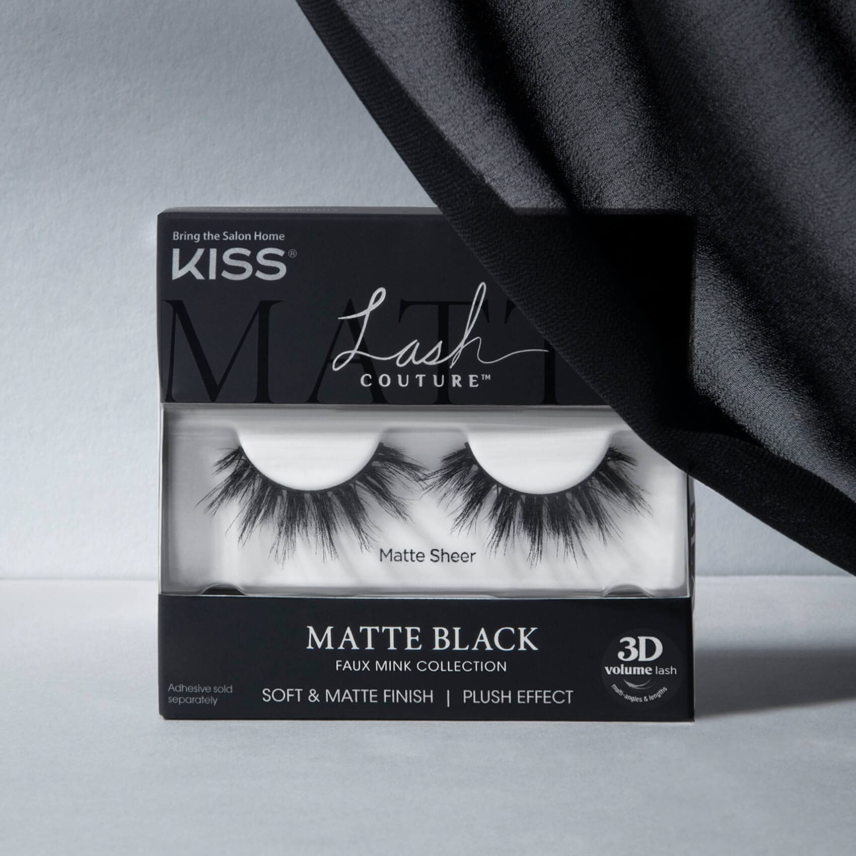 KISS Lash Couture False Eyelashes - Matte Black Faux Mink Lashes, 3D Volume & Soft Matte Finish, Style 'Matte Sheer' (1 Pair) | Natural Look for Daily Wear, Parties & Special Occasions