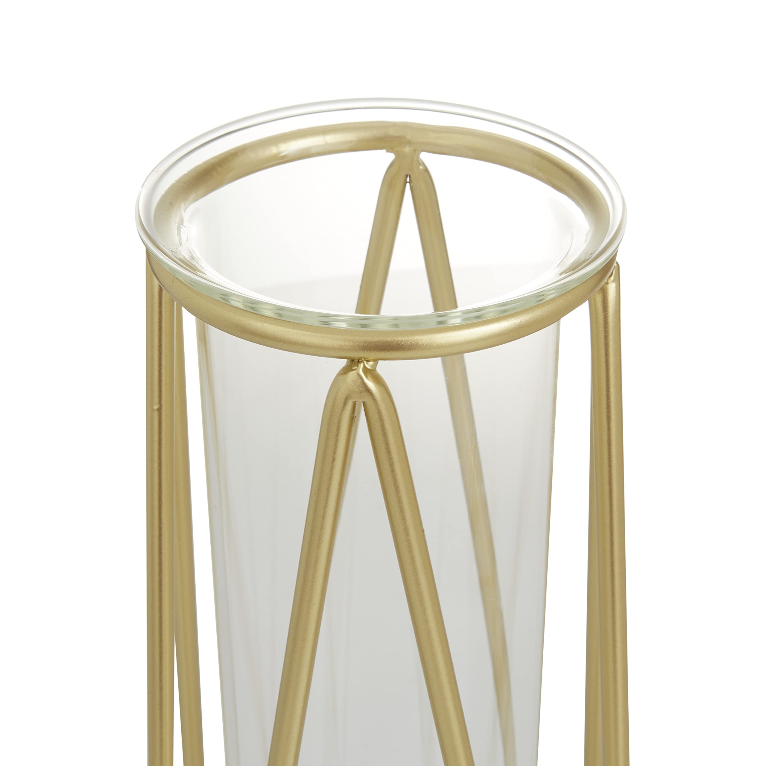 Deco 79 Modern Glass Vase Set of 2 with Gold Metal Stand - 9