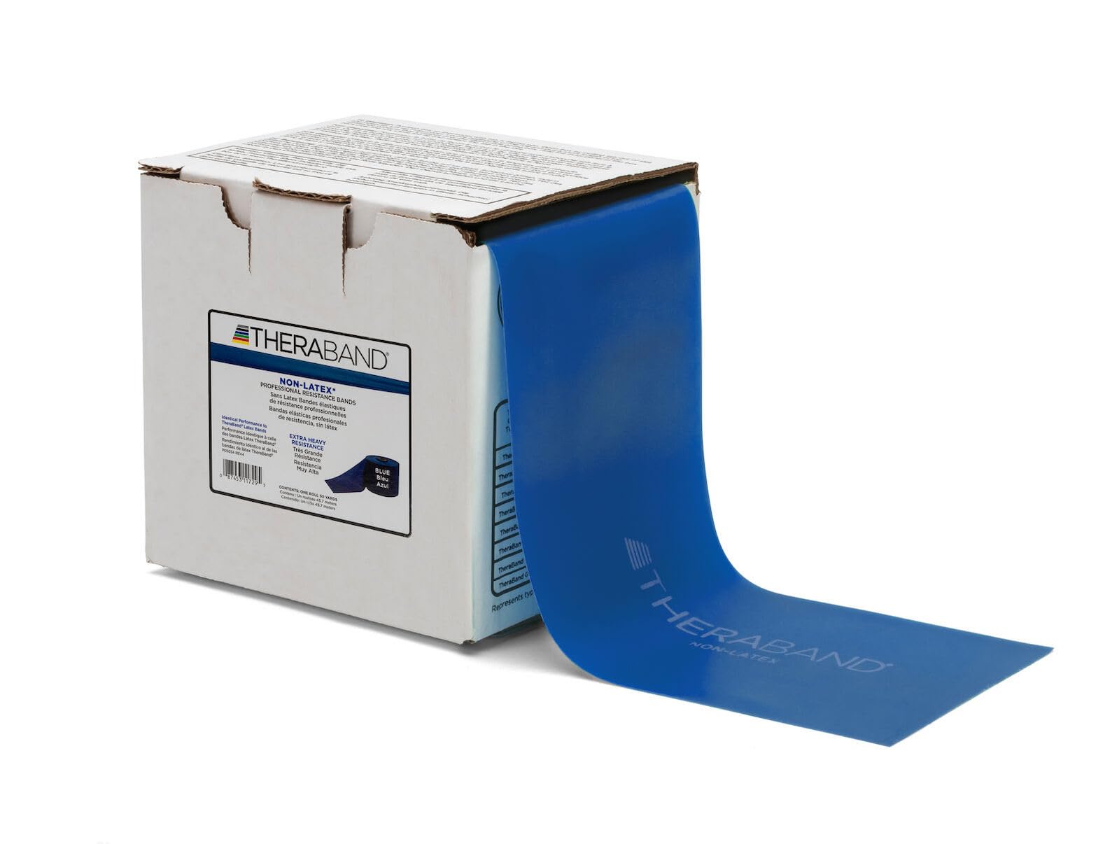 THERABAND Resistance Band 50 Yard Roll - Extra Heavy Blue Non-Latex Elastic Bands for Strength Training, Physical Therapy, Pilates & Rehab | Professional Upper & Lower Body Workout | Includes Dispenser Box (Level 5) | Perfect for Home Gym, Fitness Studio & Rehabilitation Centers