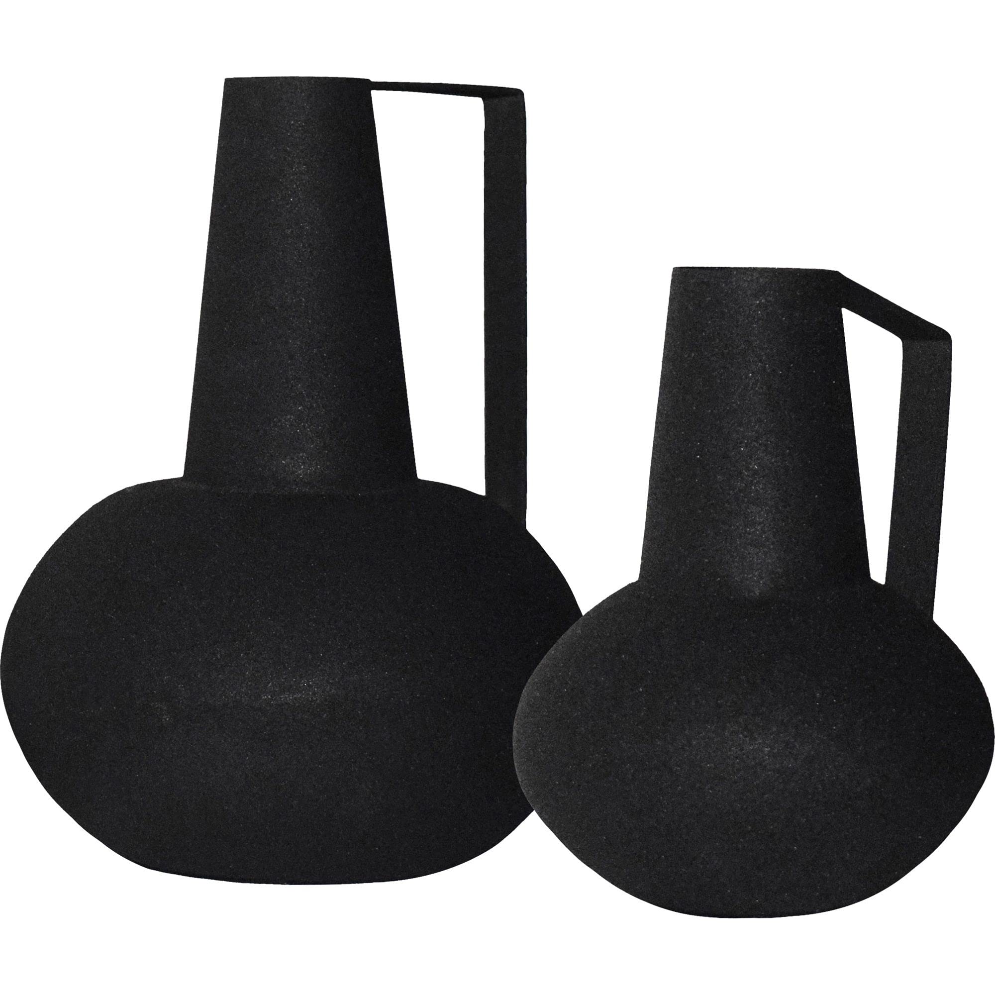 Set of 2 Matte Black Modern Architectural Angle Vases - 10 Inch Tall Home Decor for Living Room, Dining Table, Office & Wedding Centerpieces