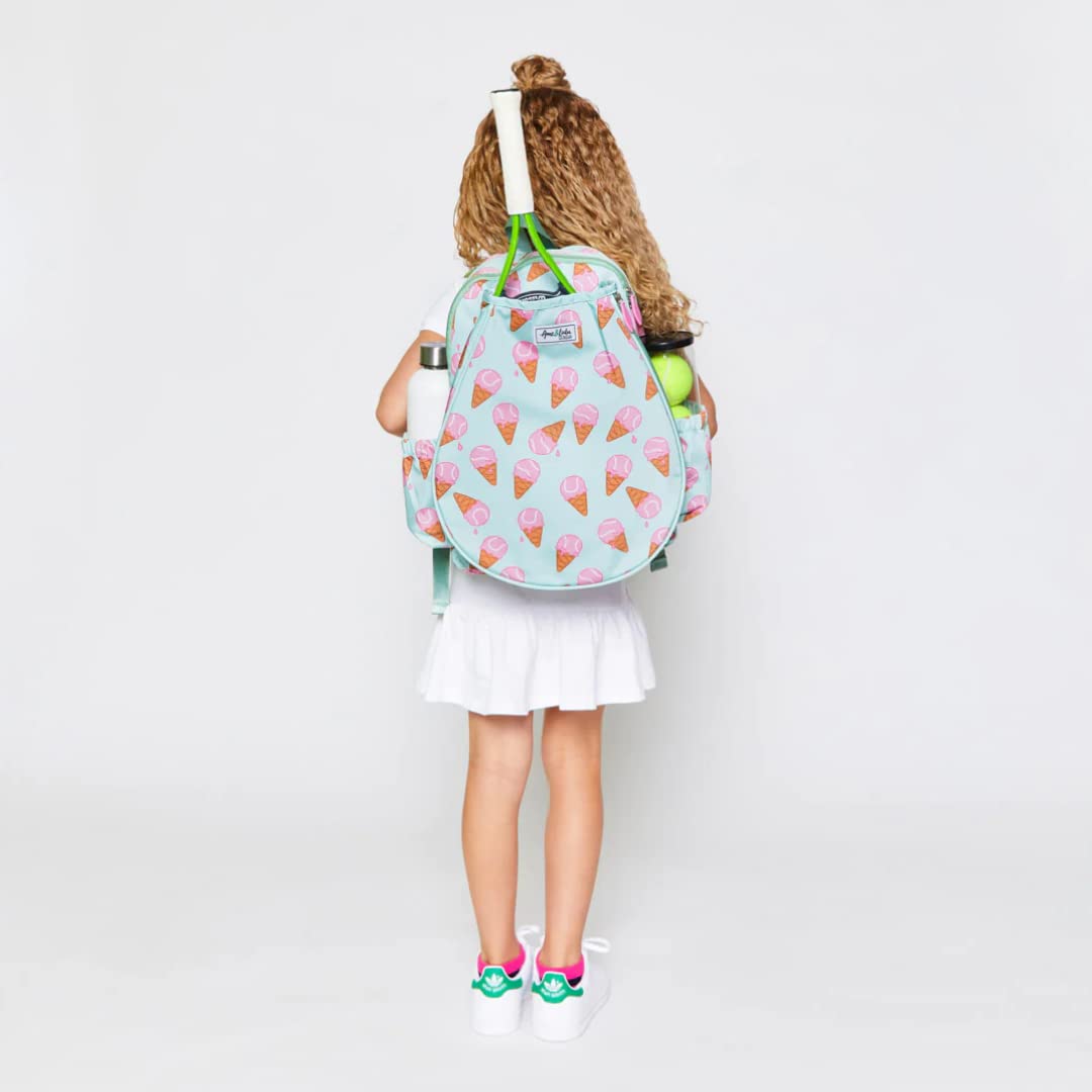 Ame & Lulu Little Love Tennis Backpack for Kids - Cute Pink Sports Bag for Girls, School Backpack with Insulated Lunch Box Pocket - Perfect for Tennis Practice, School, and Travel