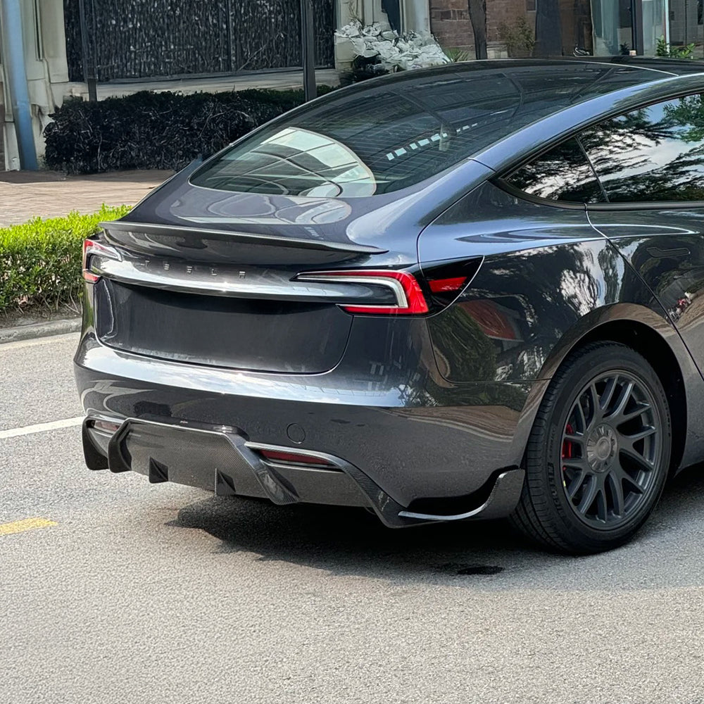 Premium Real Carbon Fiber Rear Diffuser for Tesla Model 3 2024+ - OEM Fit Aerodynamic Upgrade Kit (Standard & Long Range Models) | Enhance Performance & Style for Street Racing & Car Shows