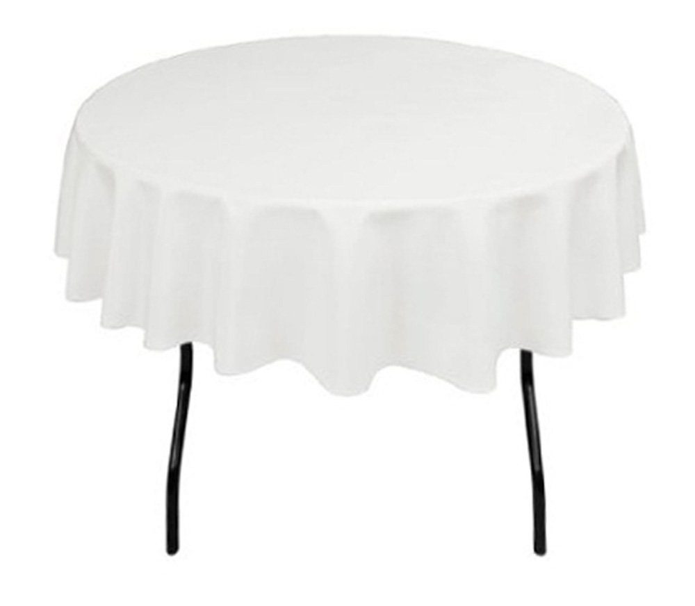 Tektrum 70-Inch Round Polyester Tablecloth - Heavy Duty, Stain Resistant, Long Lasting - Perfect for Weddings, Restaurants, Banquets, Parties & Outdoor Picnics - Elegant White Table Cover for Dining & Kitchen Use