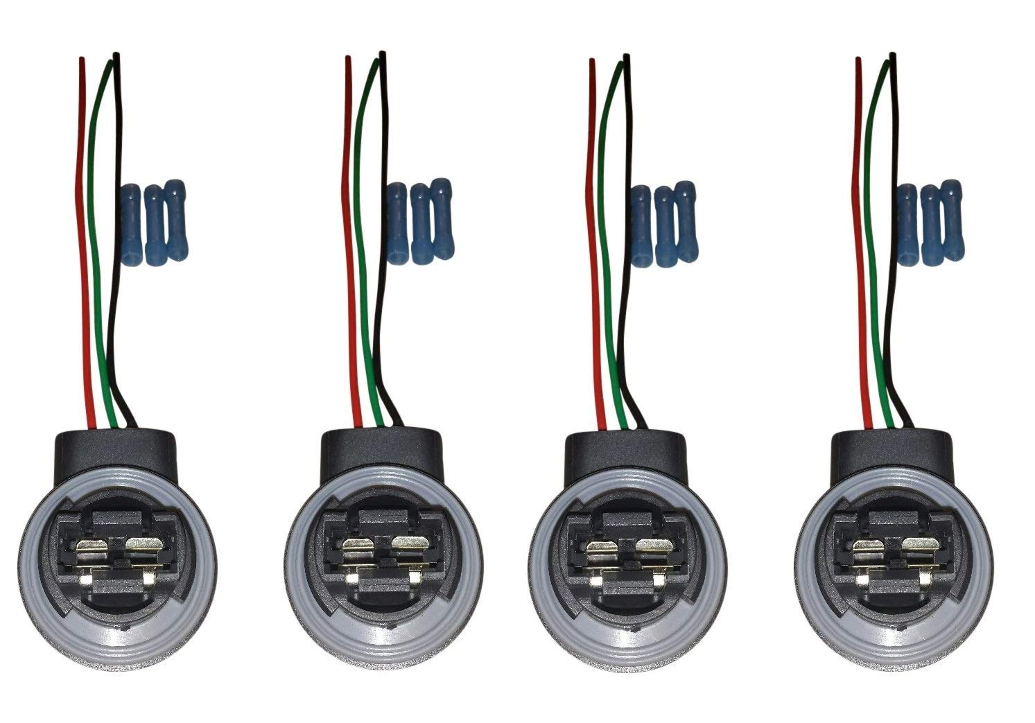 4-Pack Muzzys 3157/4157 Wire Harness Pigtail Sockets - Compatible with LED & Standard Bulbs for Turn Signals, Brake Lights, DRL, Daytime Running Lights, Backup & Reverse Lights - Perfect for Car, Truck & SUV Lighting Upgrades