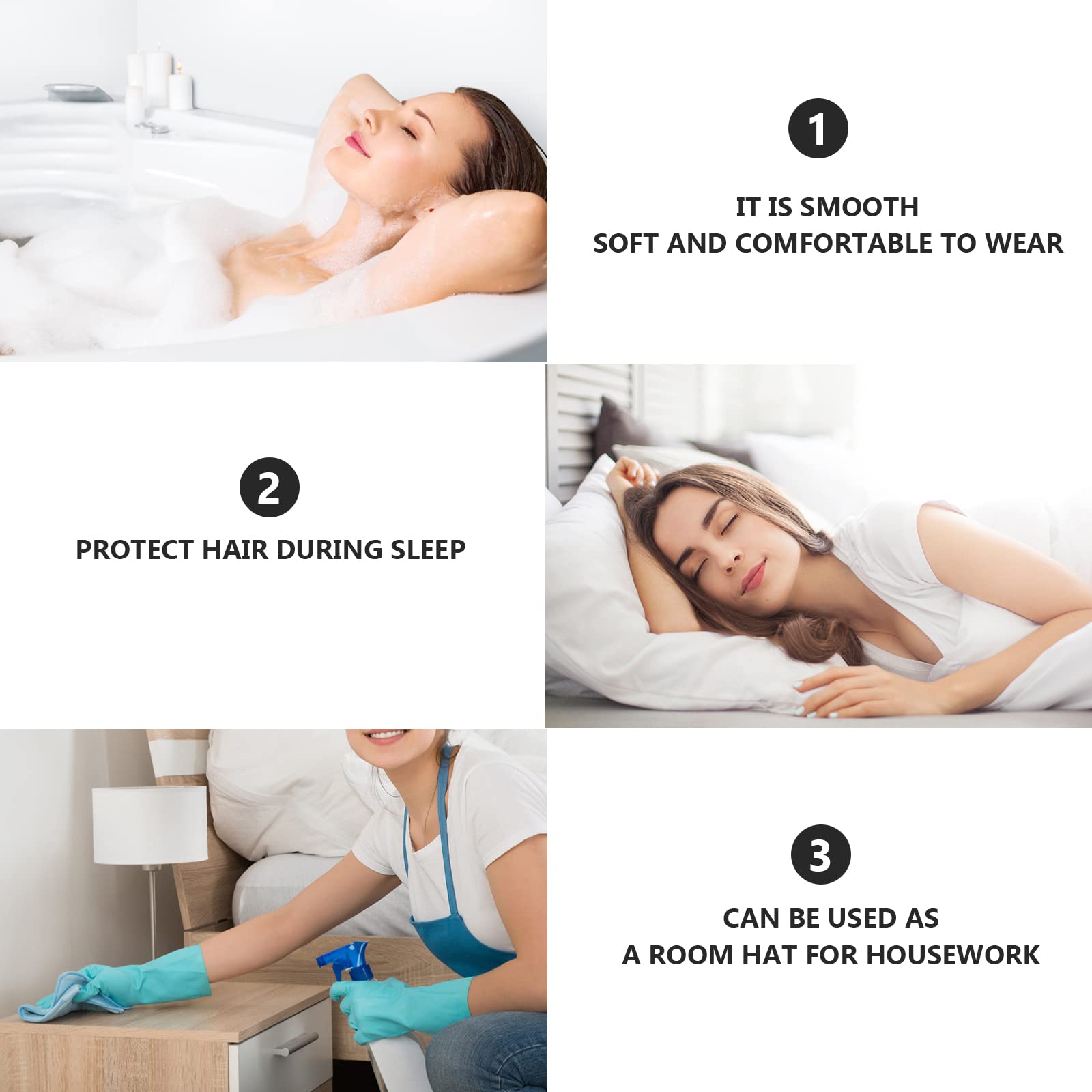 EXCLUZO 2 Pack Waterproof Shower Caps for Women - Soft Elastic Bathing & Hairdressing Caps for Home, Salon & Travel Use