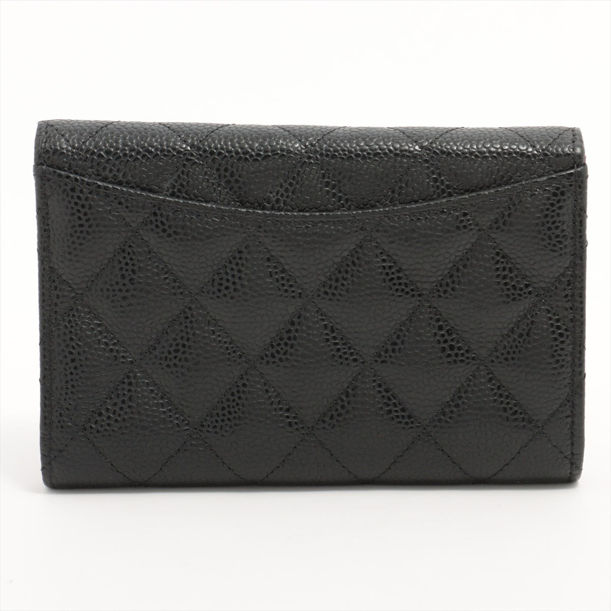 Chanel Black Caviar Leather Compact Wallet for Women | Luxury Small Card Holder | Perfect for Everyday Use & Travel