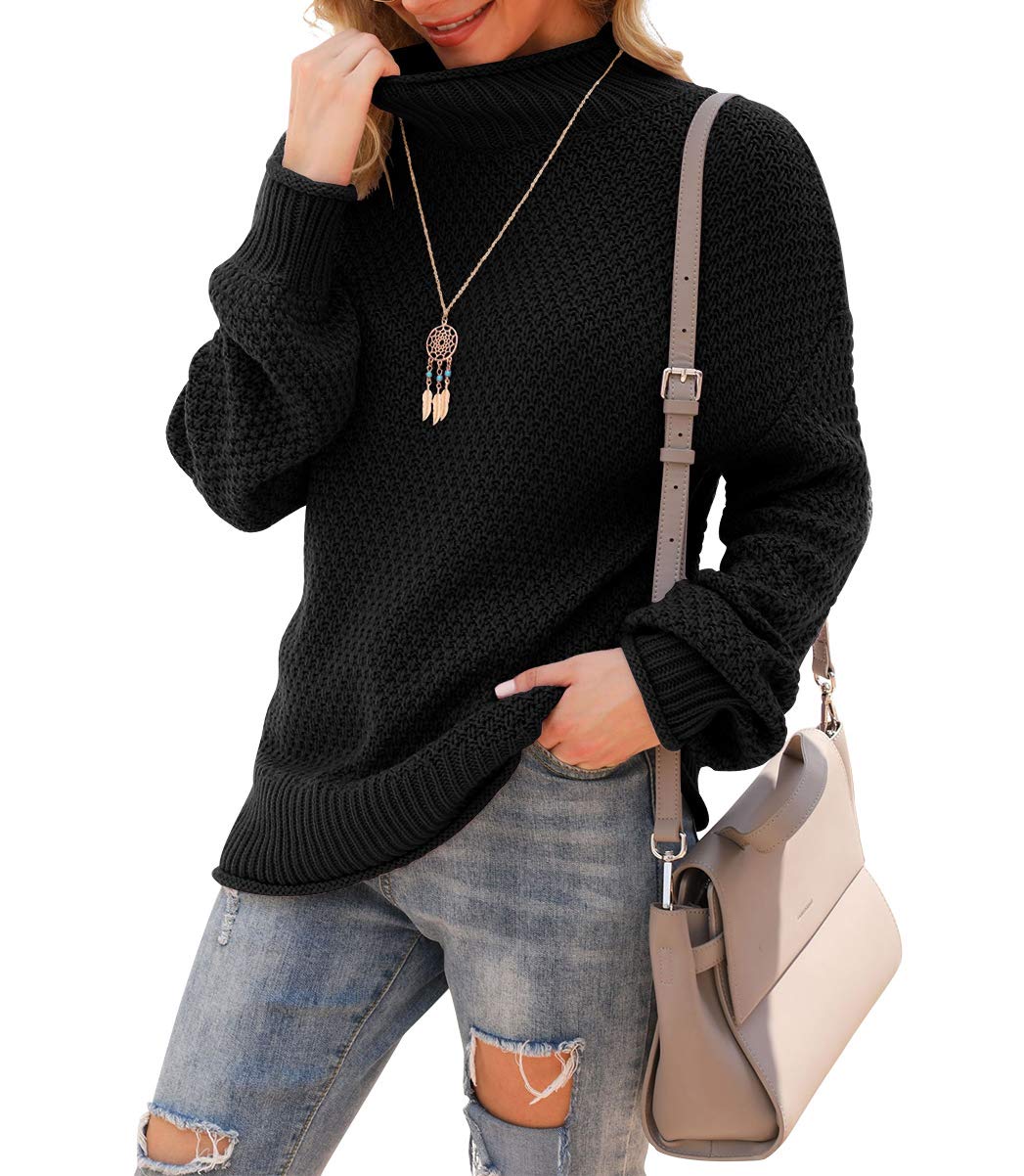 Jouica Women's Oversized Turtleneck Sweater - Batwing Long Sleeve Loose Knit Pullover Jumper | Winter Warm Chunky Knitwear for Casual Outfits & Cozy Layering