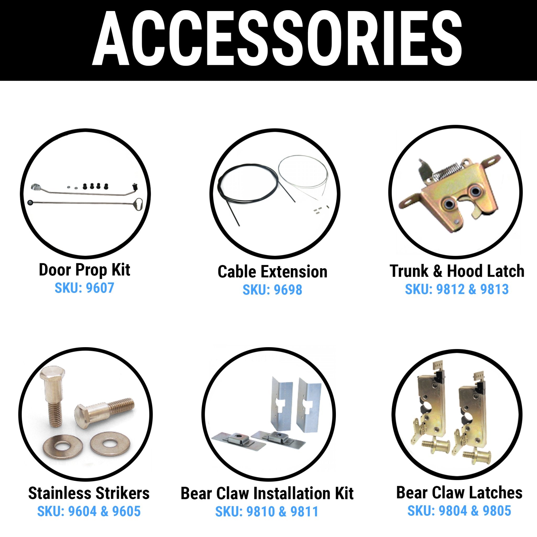 1901-1907 Oldsmobile Curved Dash Shaved Door Handle Latch Solenoid Pulley Cable Kit - Stainless Steel Wire System Upgrade for Classic Car Restoration & Hot Rod Customization