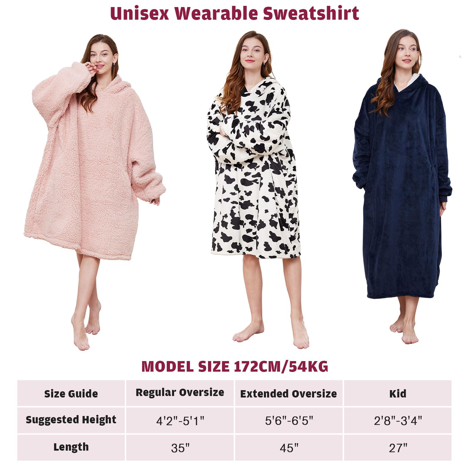 AmyHomie Oversized Sherpa Hooded Blanket Sweatshirt - Fleece Wearable Blanket Hoodie for Women, Men & Kids - Cozy Loungewear for Netflix Nights, Camping & Home Relaxation