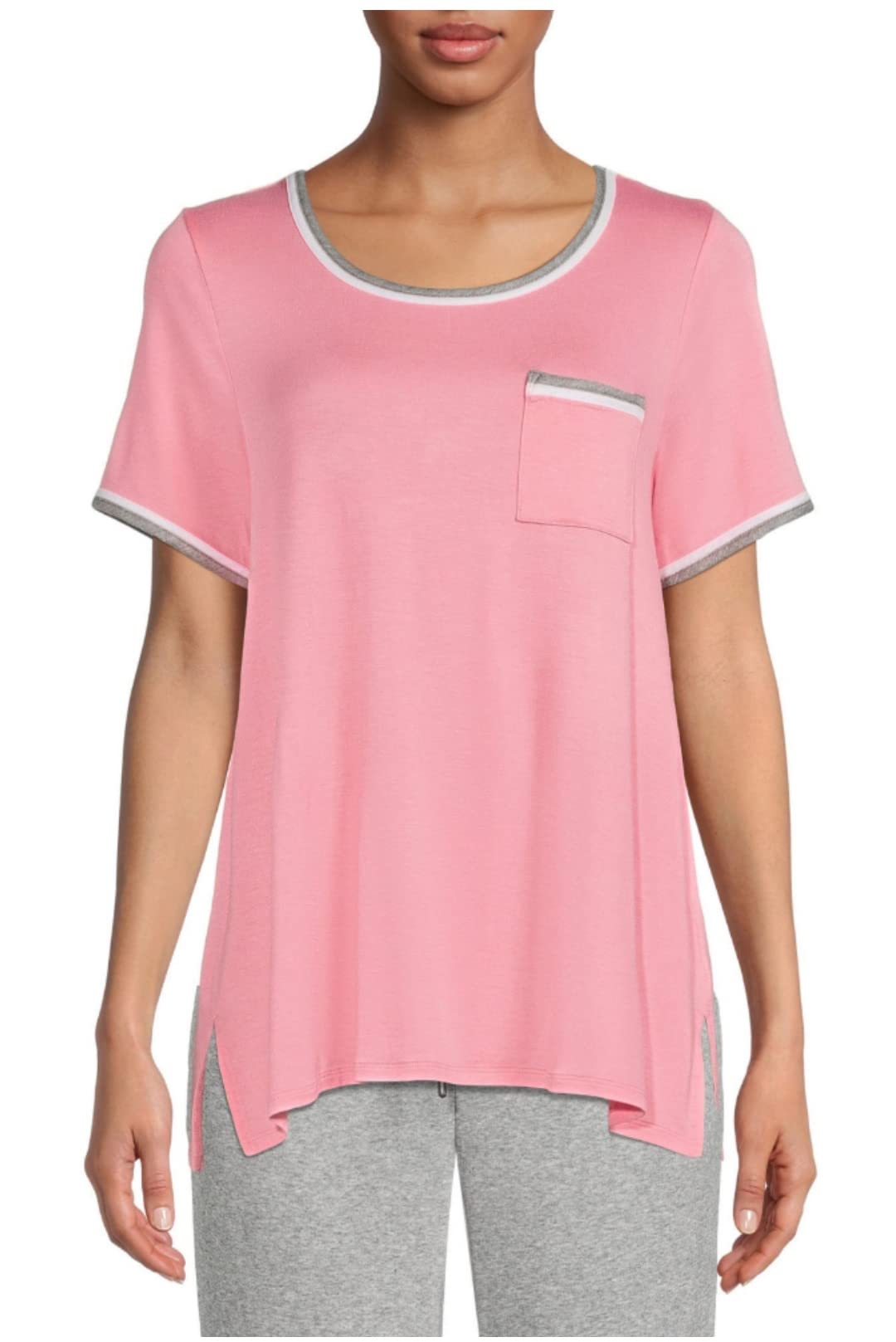 Secret Treasures Women's Guava Pink Knit Lounge Sleep Shirt - Soft Comfortable Nightwear for Relaxing at Home & Sleeping