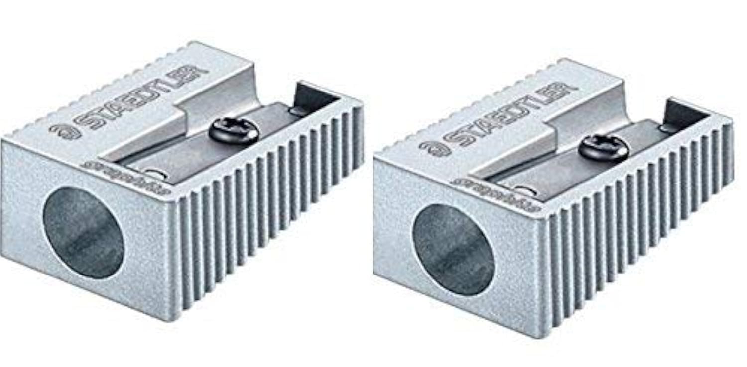 Staedtler Premium Aluminum Single Hole Pencil Sharpener - 2 Pack for School, Office & Art Supplies