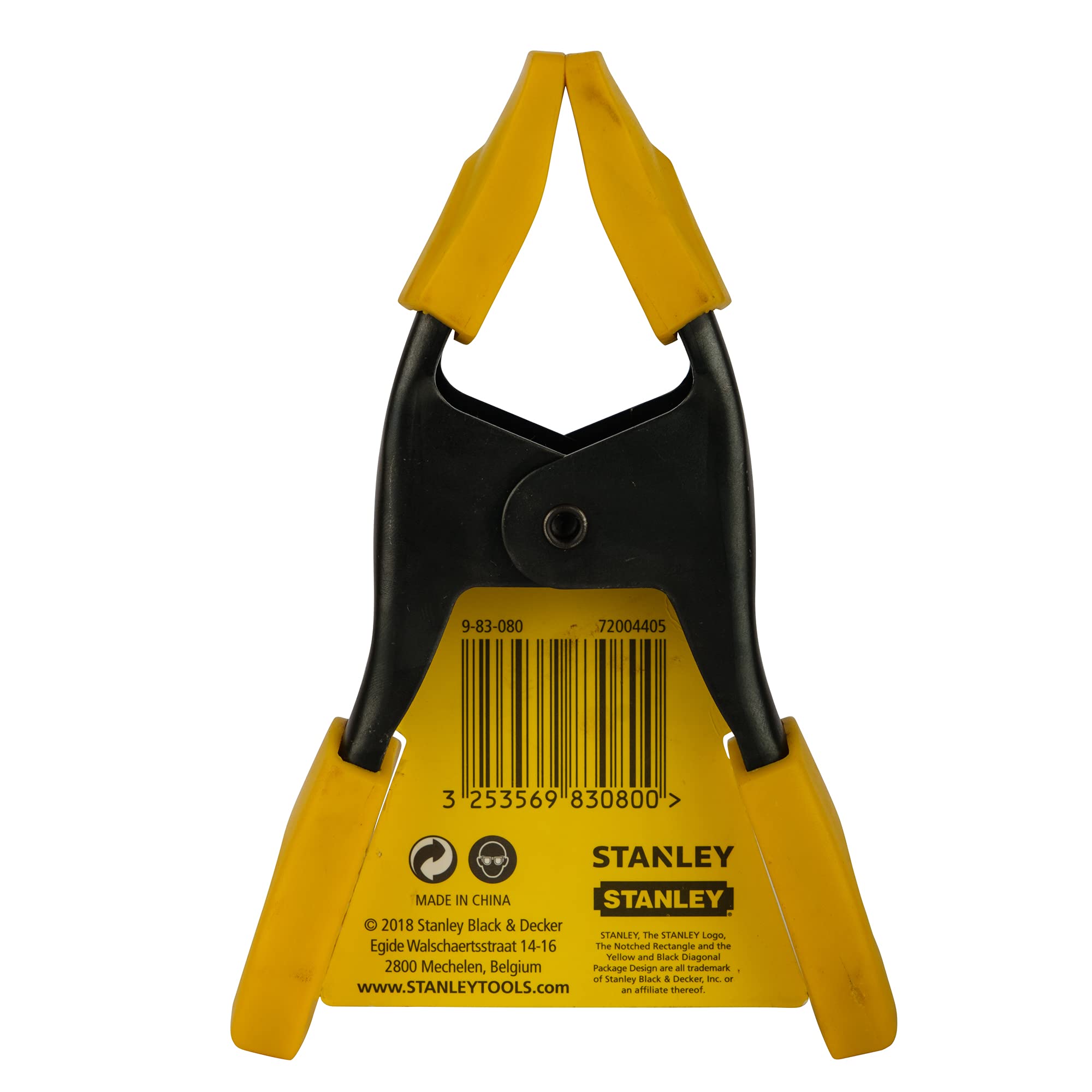 Stanley 9-83-080 50mm Metal Spring Clamp - Yellow & Black - Heavy Duty Clamping Tool for Woodworking, DIY Projects & Home Repairs