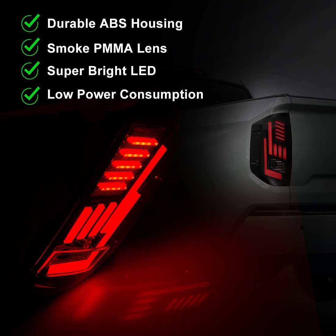 Nixon Offroad Sequential LED Tail Lights for 2014-2022 Toyota Tundra - Smoked Lens LED Taillight Assembly with Sequential Turn Signals, DRL & Brake Lights (Pair) - Upgrade Your Truck's Style & Safety for Night Driving and Off-Road Adventures