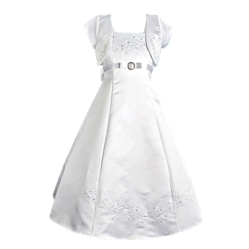 Elegant Daisy Girls' Embroidered Communion Dresses for Special Occasions & Pageants | Sizes 2-12 | Perfect for First Communion, Baptism, and Formal Events