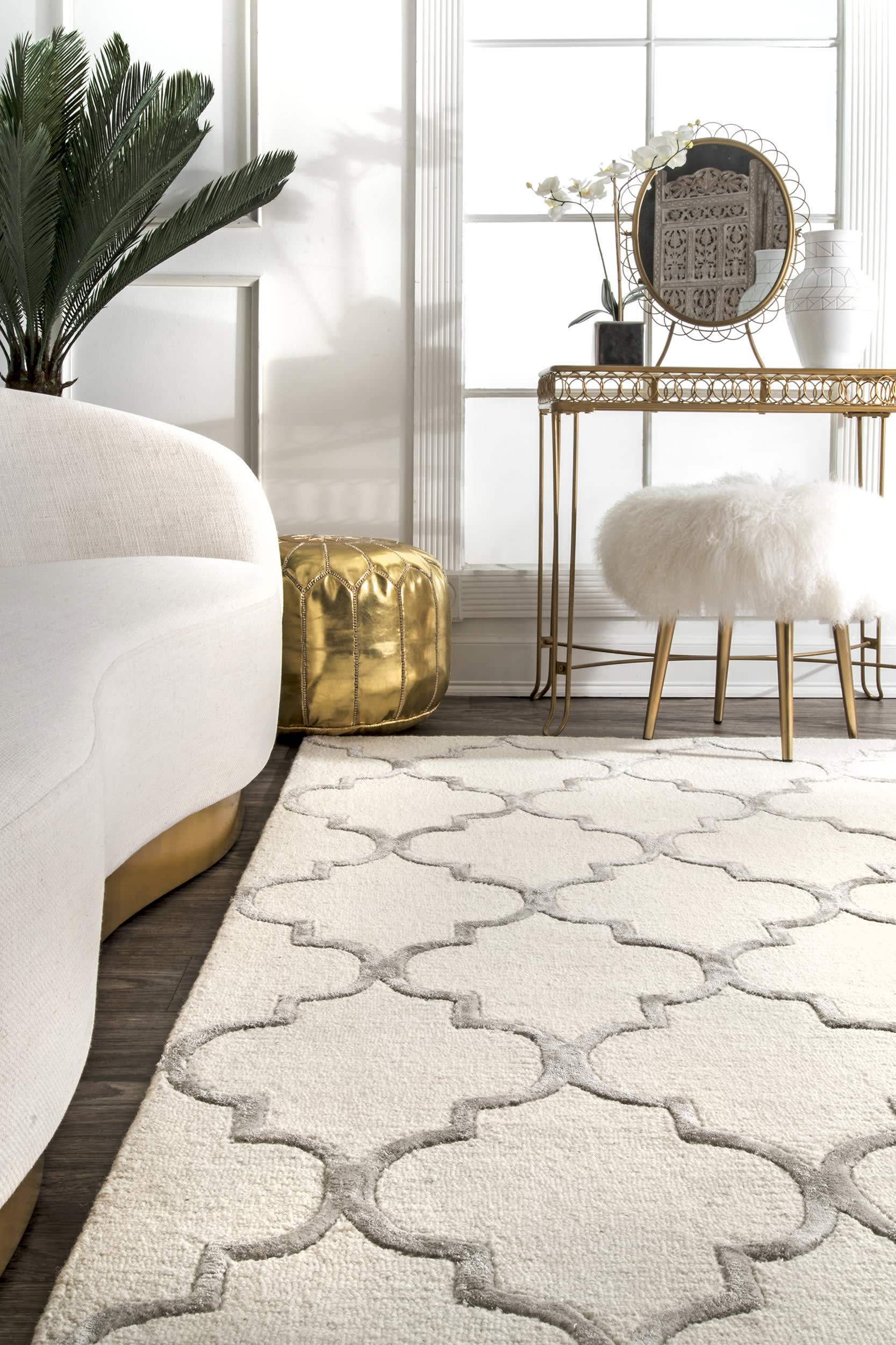 Edison Rug | Ivory Handwoven Bohemian Area Rug for Living Room, Bedroom & Home Decor | Soft & Durable Floor Covering