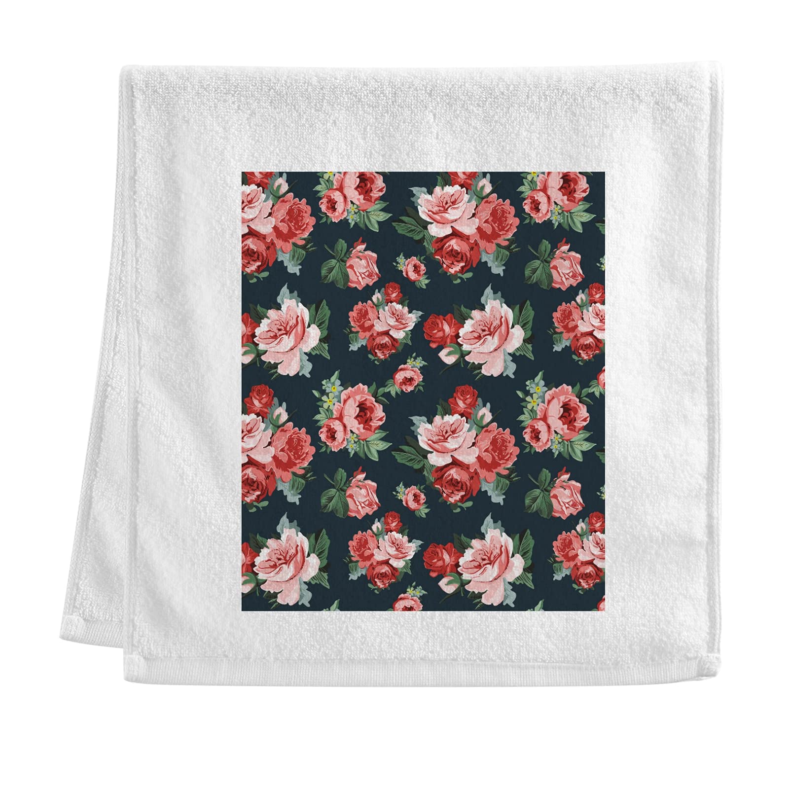 ALAZA 100% Cotton Hand Towels & Washcloths Set - Ultra Soft Absorbent Vintage Rose Pattern for Bathroom, Kitchen & Spa Use
