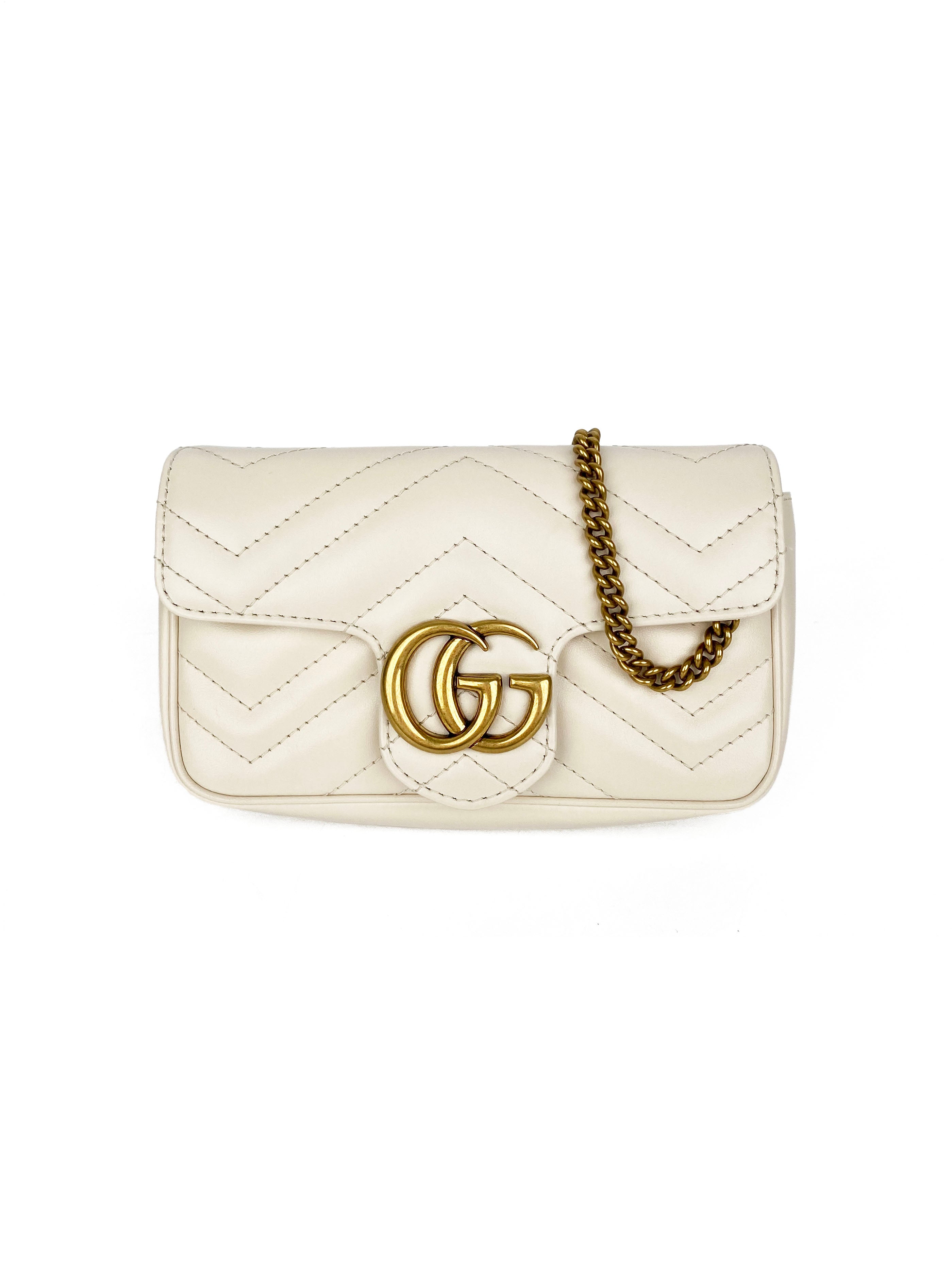 Gucci Super Mini White Marmont Crossbody Bag - Luxury Leather Shoulder Purse for Women, Perfect for Date Night & Evening Events