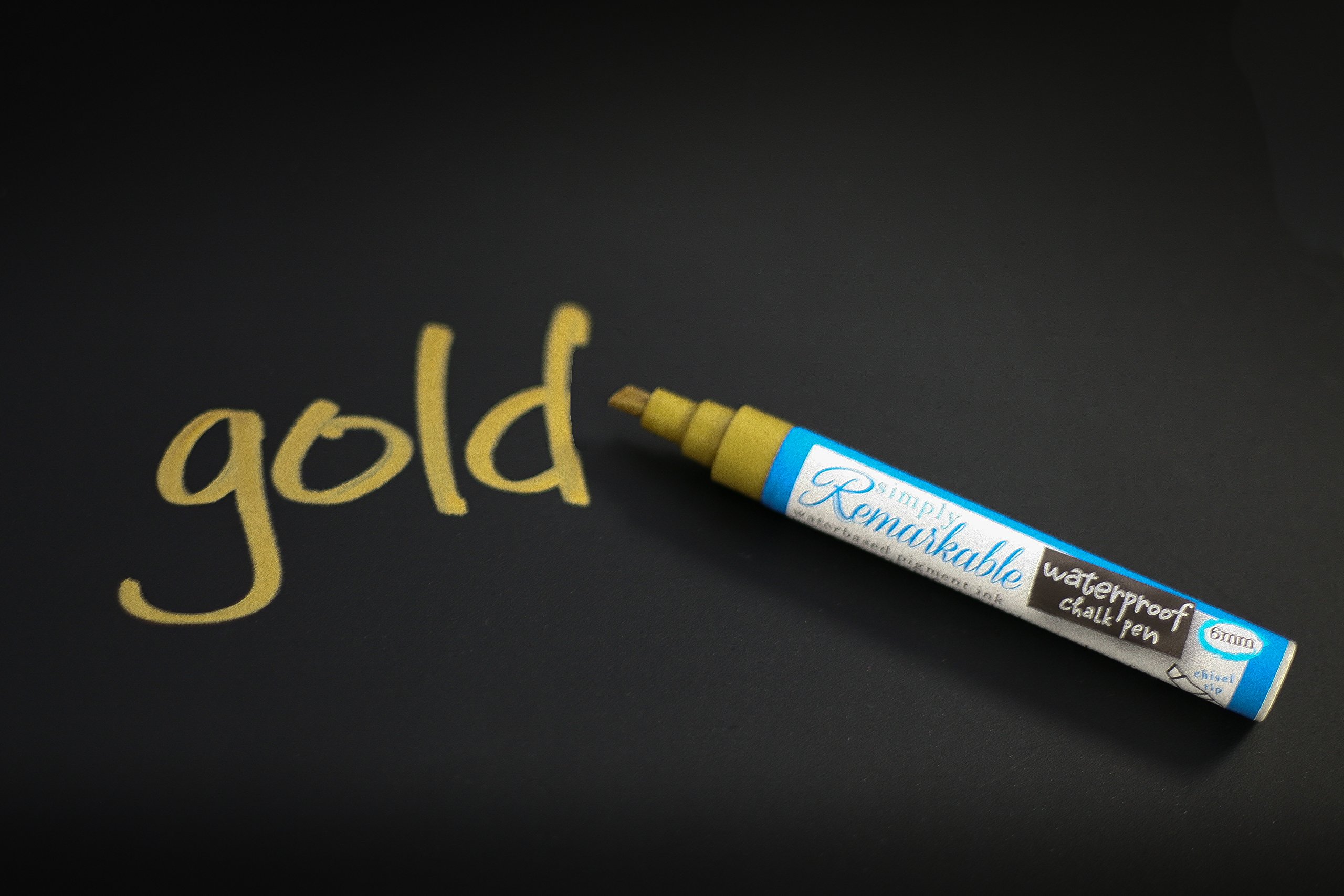 Simply Remarkable 2mm Fine Tip Gold Liquid Chalk Marker - Waterproof Chalk Pen for Custom Labels, Tags & Artwork - Perfect for Glass, Blackboards, Mirrors & DIY Projects