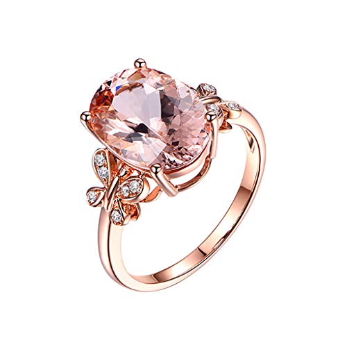 Elegant Roumin Ring for Women - Natural Morganite Stone, 18K Rose Gold Plating, Promise Band Jewelry | Perfect Gift for Her, Anniversary, Engagement, Wedding & Special Occasions