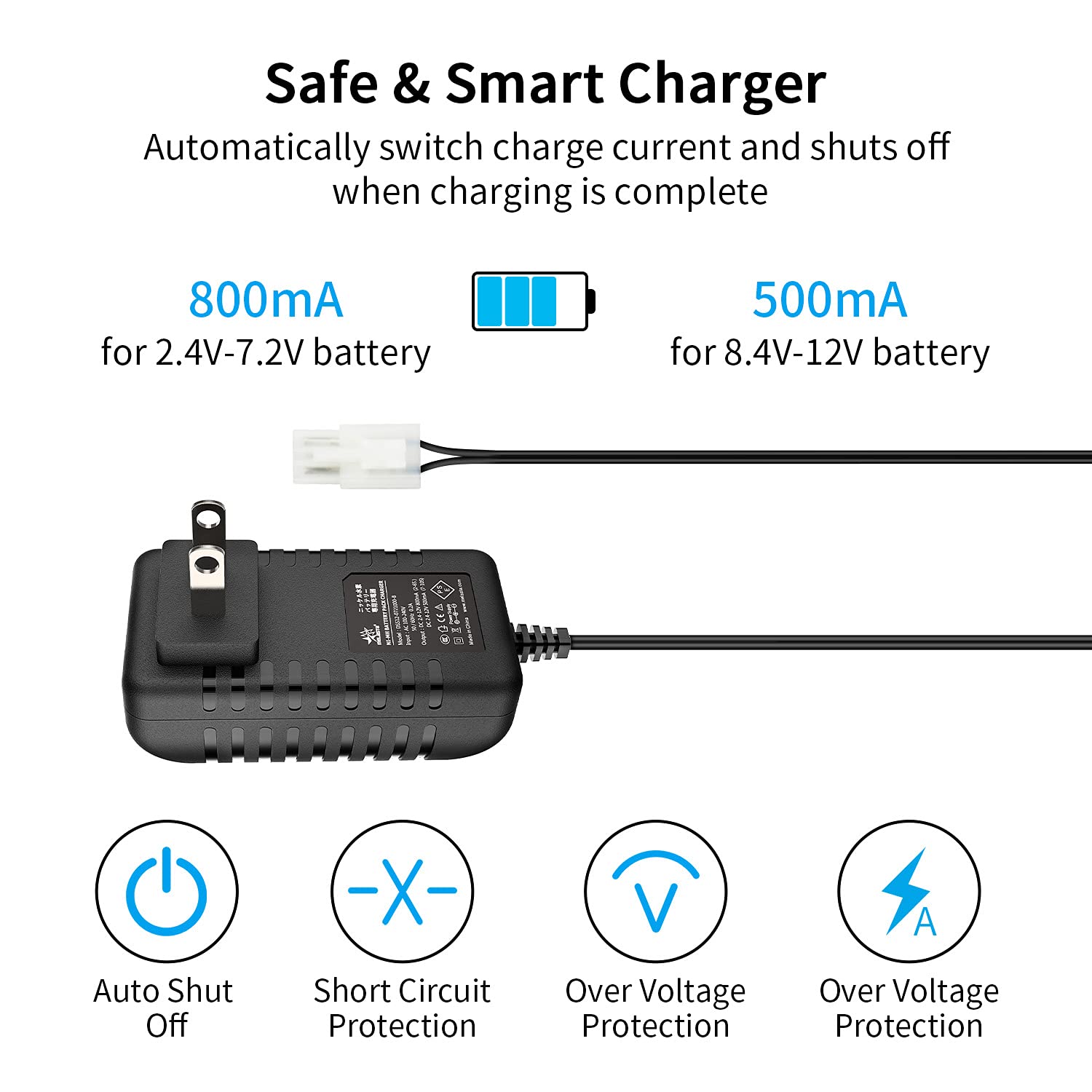 Melasta 7.2V-12V Universal RC Battery Charger for Redcat & Tamiya - Perfect for RC Cars & Drones