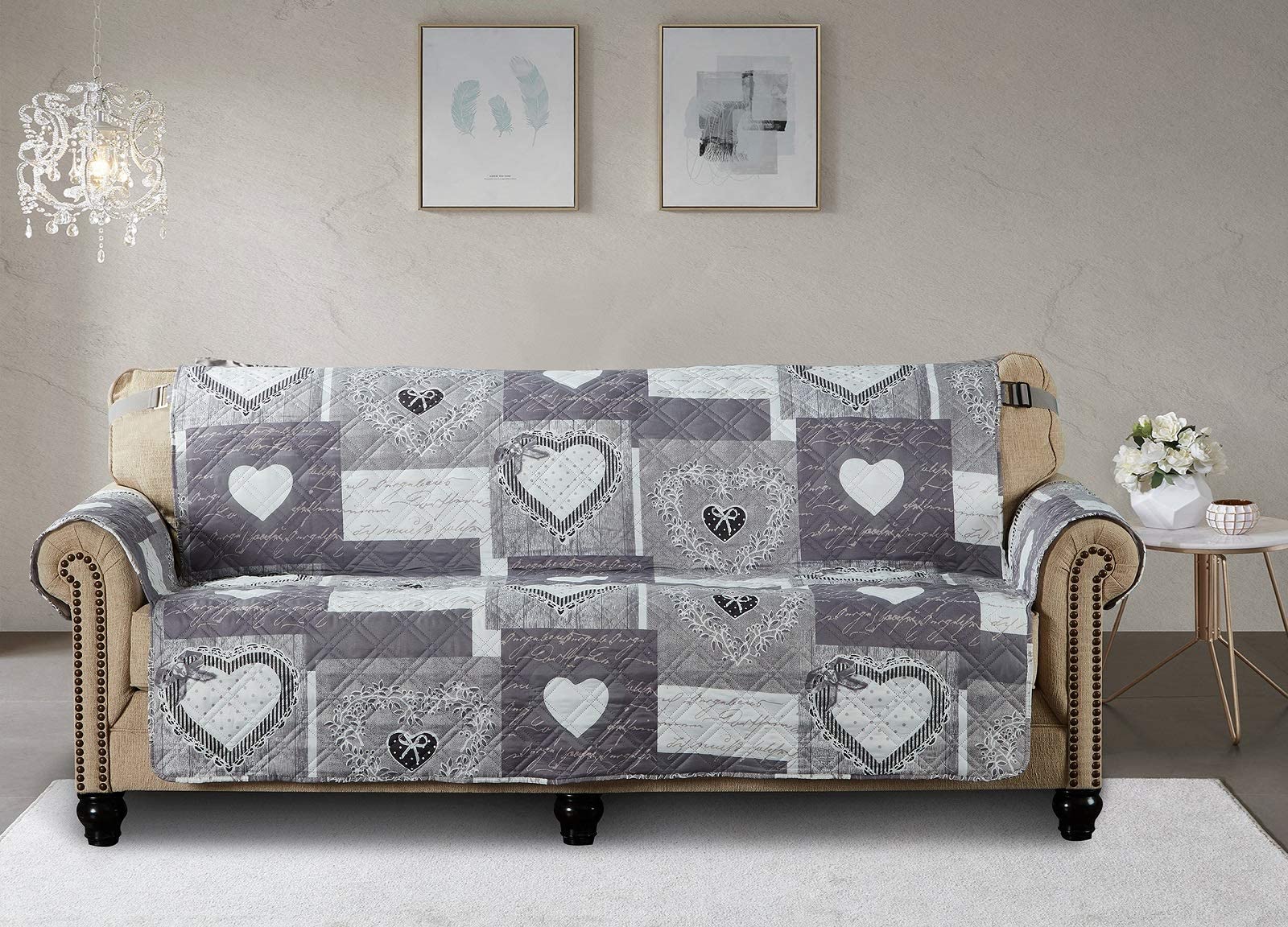 Quilted Patchwork Sofa Slipcover with Non-Slip 2