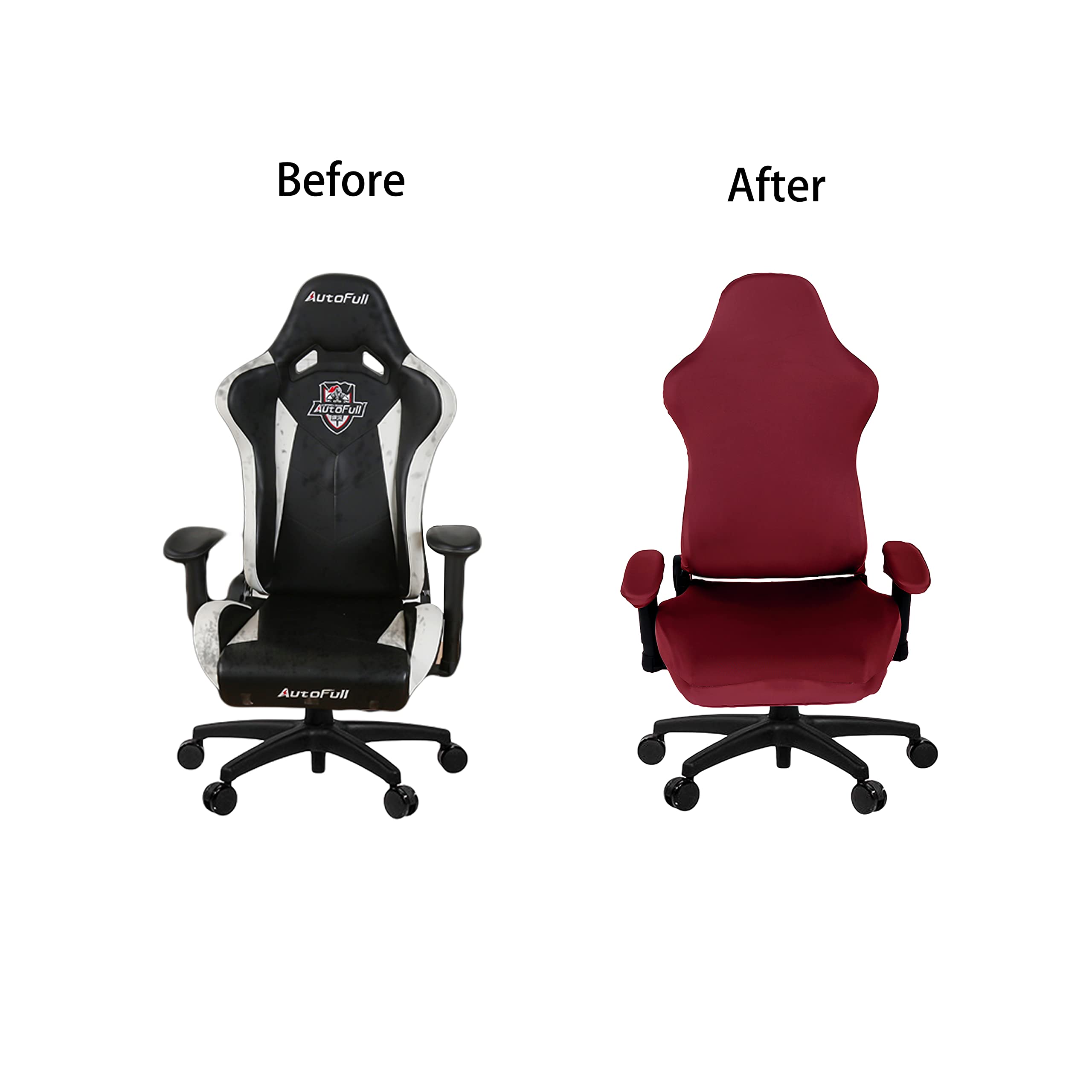 SARAFLOGA Stretchable Washable Gaming Chair Cover - Fits Armchair, Swivel Chair & Office Chairs (Burgundy, X-Large) - Perfect for Home Office, Gaming Setup & Workspace Comfort