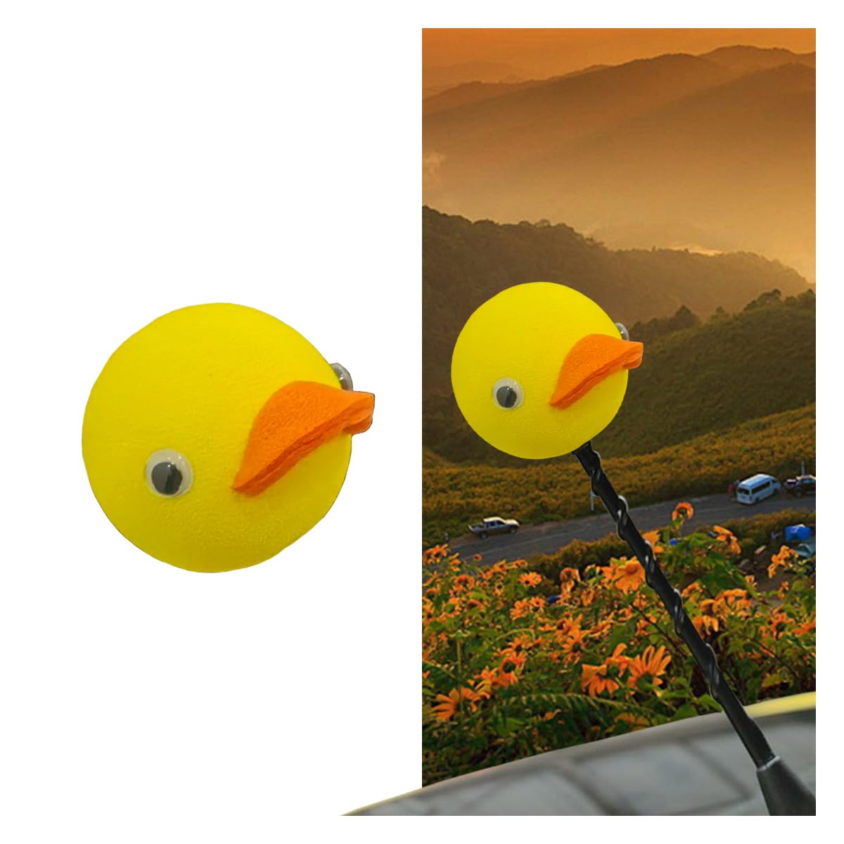 Cute Duck Car Antenna Topper - Universal Automotive Antenna Ball for Vehicle, Truck & SUV - Easy Parking Lot Locator - Fun Car Exterior Accessory (Perfect for Gifts, Car Enthusiasts & Duck Lovers)