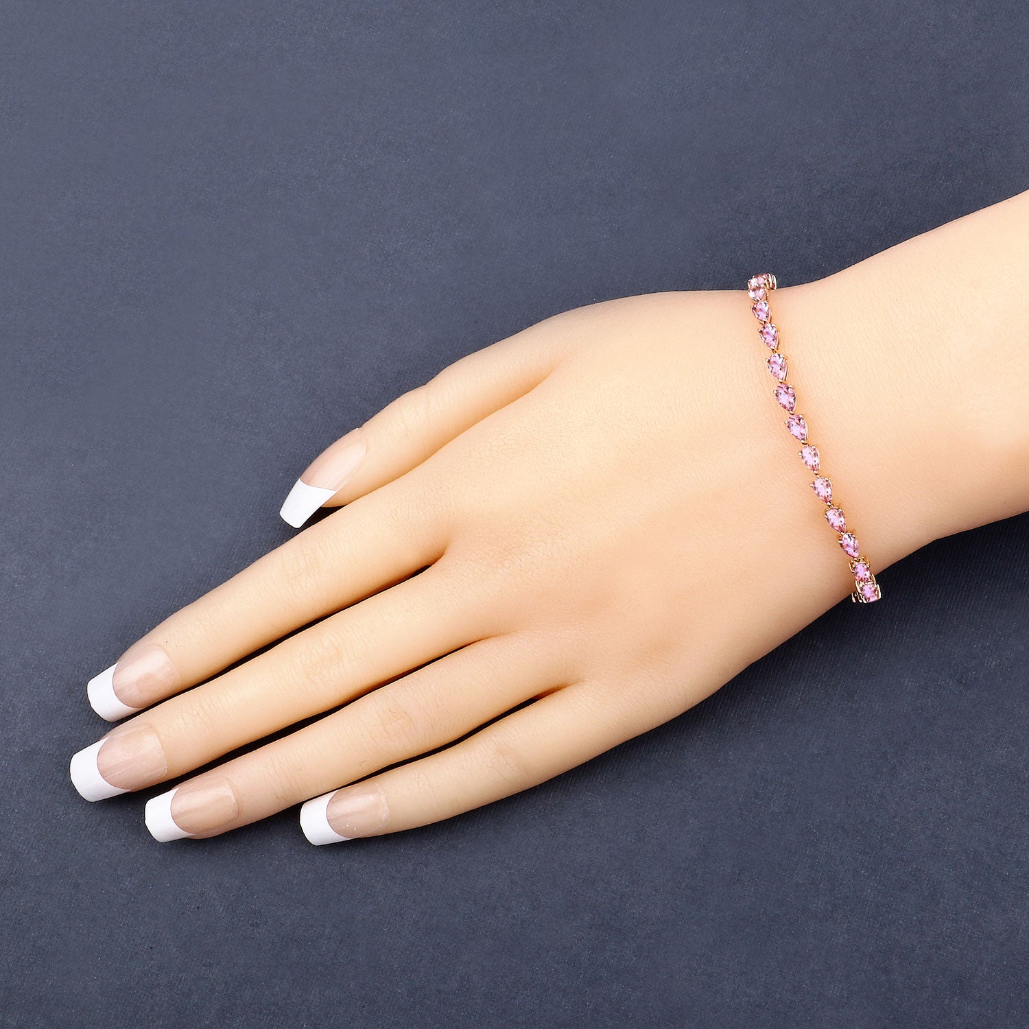 10K Rose Gold Morganite Tennis Bracelet for Women | Genuine Morganite Gemstone Jewelry | Elegant Gift for Anniversary, Birthday & Special Occasions