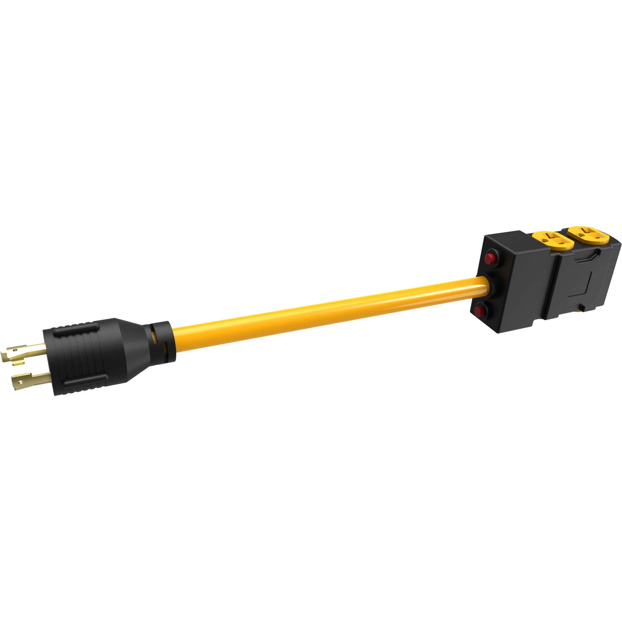 Heavy Duty L14-30P to (4) 5-20R Power Cord with Attachment Clips - Perfect for RV, Generator & Outdoor Power Distribution