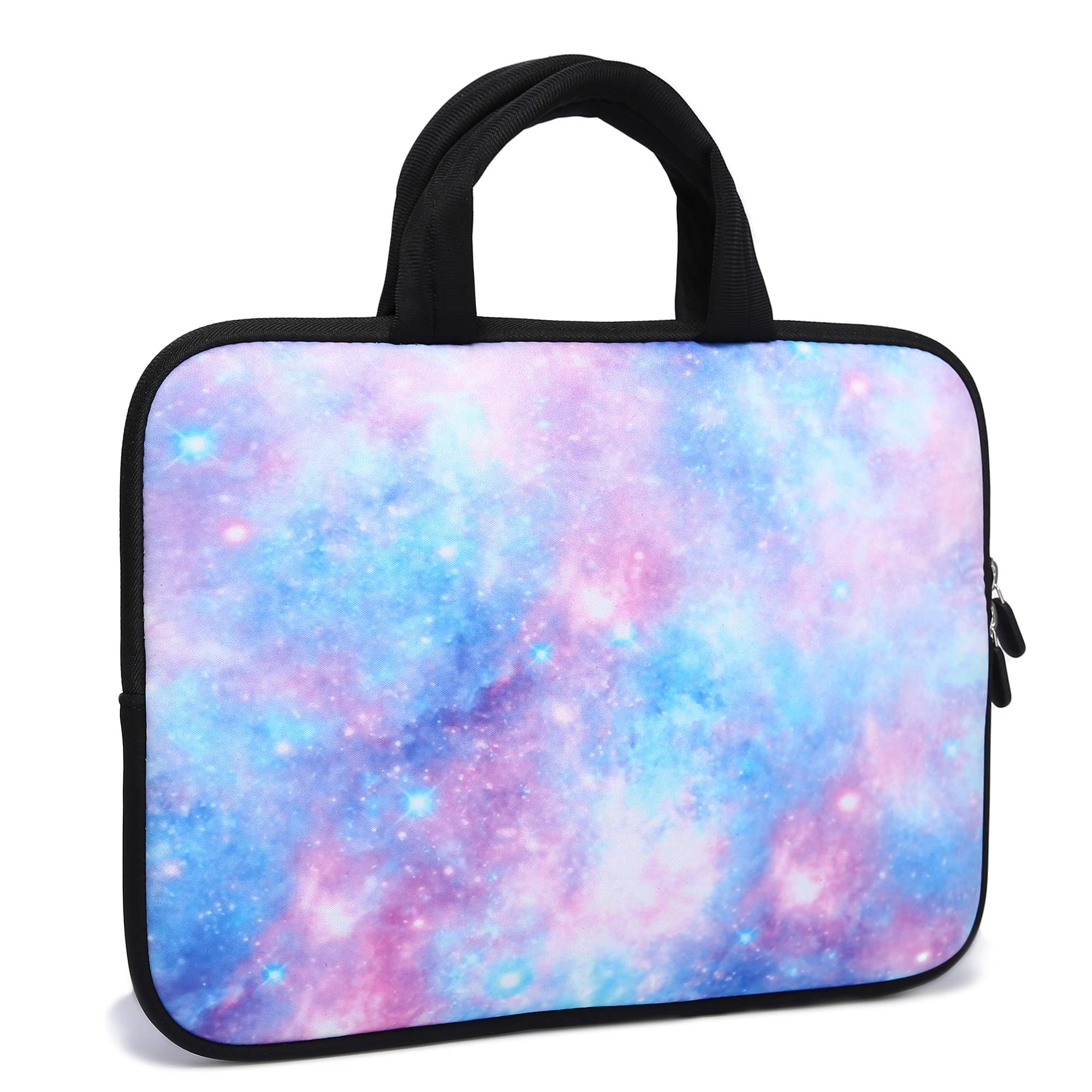 15 Inch Neoprene Laptop Sleeve Case for Chromebook, Notebook & Ultrabook - Lightweight Protective Travel Cover with Handle & Zipper - Fits 14-15.4 Inch Laptops (Blue White Galaxy) - Perfect for Work, School & Business Travel
