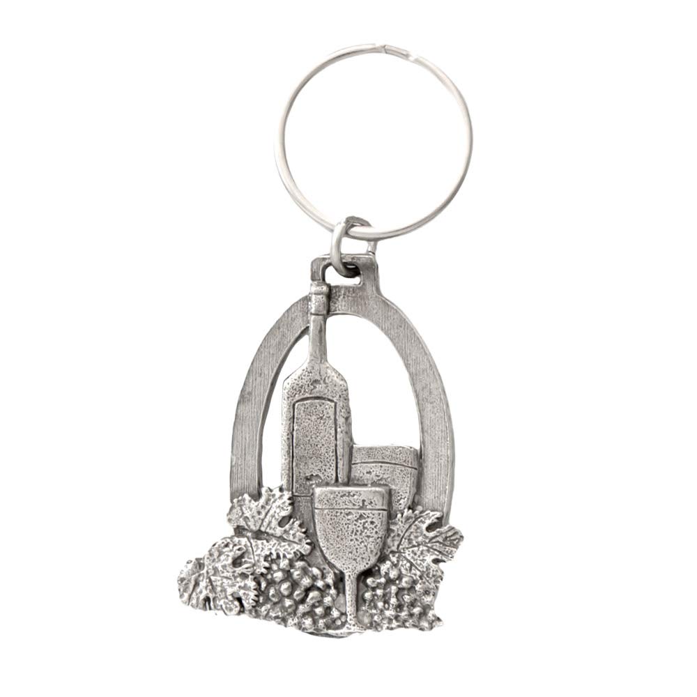 Handmade Pewter Wine Bottle Keychain - 2